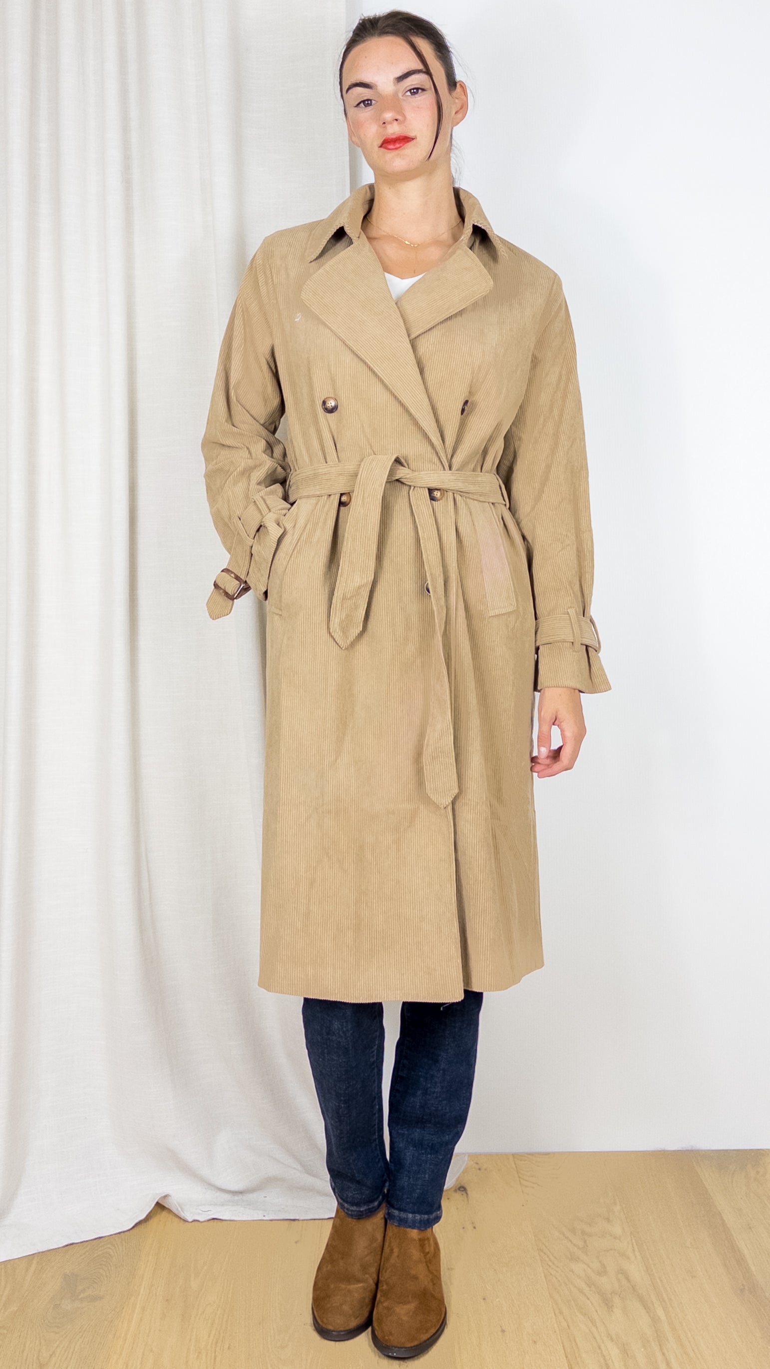 TRENCH EN VELOURS COTELE CAMEL LA PETITE ETOILE EULALIE