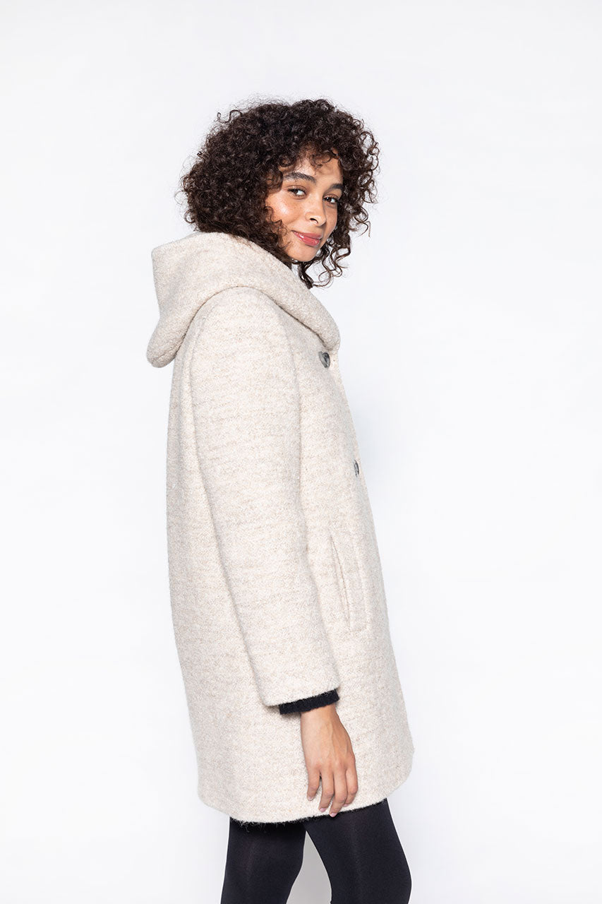 MANTEAU EN LAINE ET ALPAGA RICOUX TRENCH AND COAT GREIGE