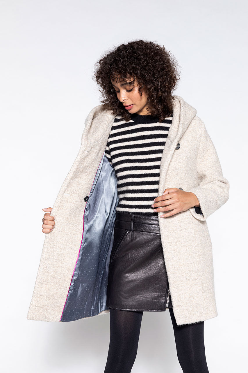 MANTEAU EN LAINE ET ALPAGA RICOUX TRENCH AND COAT GREIGE