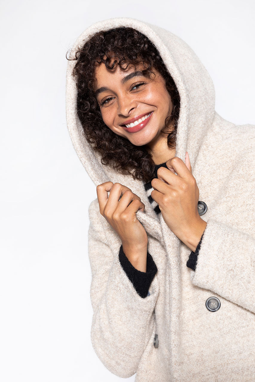 MANTEAU EN LAINE ET ALPAGA RICOUX TRENCH AND COAT GREIGE