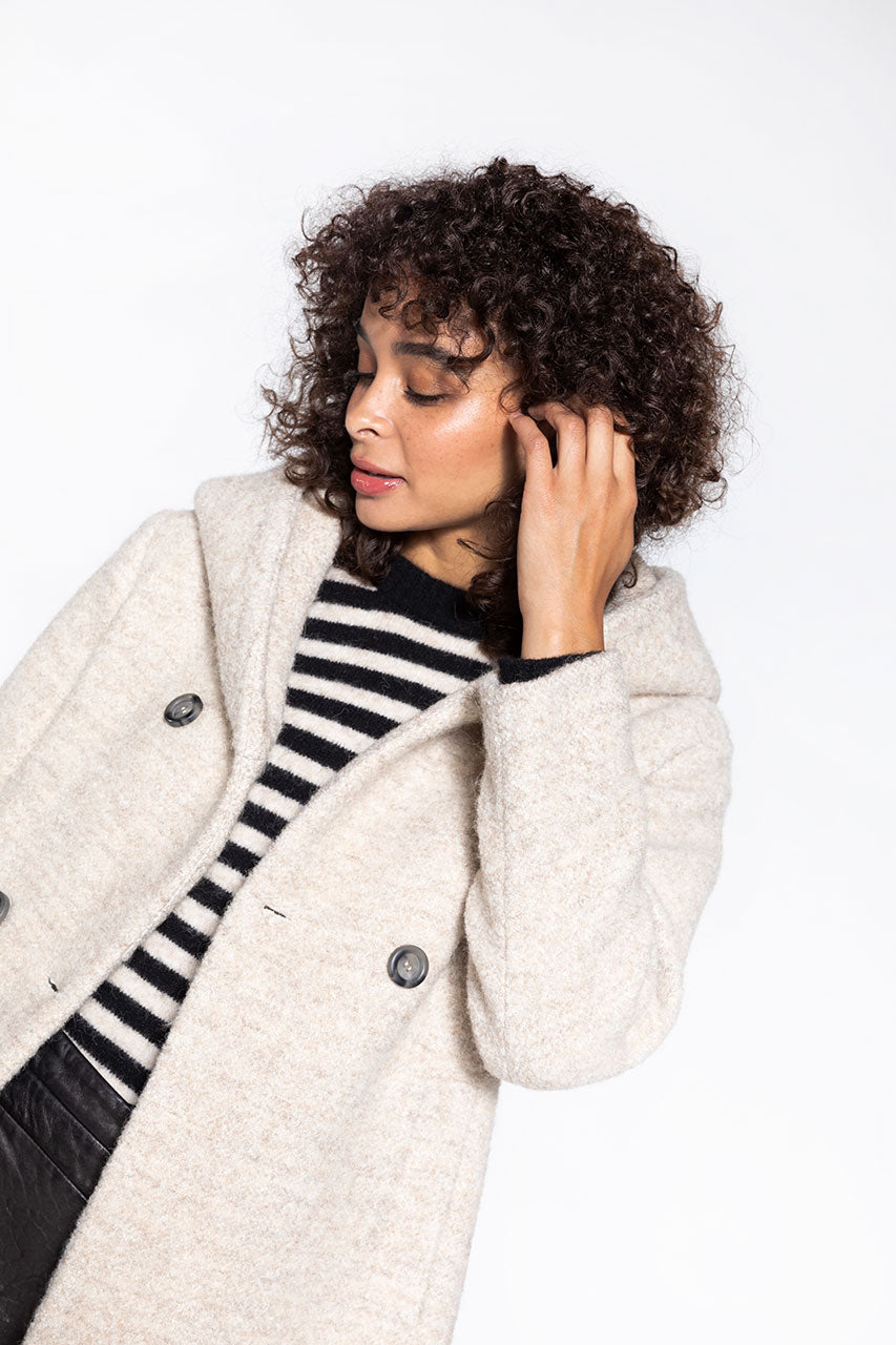 MANTEAU EN LAINE ET ALPAGA RICOUX TRENCH AND COAT GREIGE