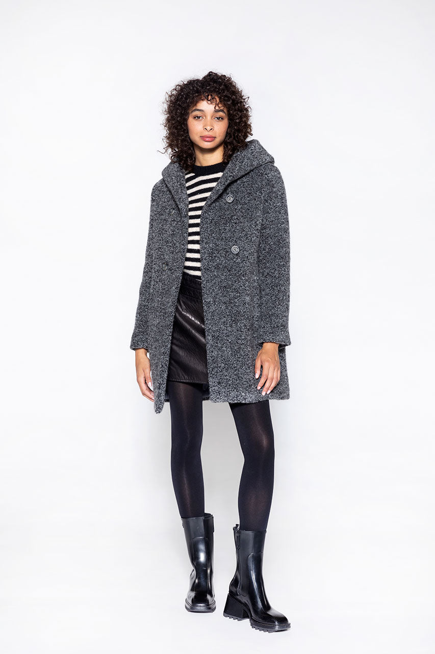 MANTEAU EN LAINE ET ALPAGA RICOUX TRENCH AND COAT NOIR