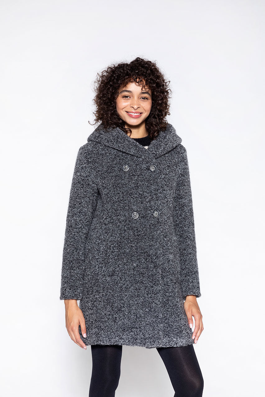 MANTEAU EN LAINE ET ALPAGA RICOUX TRENCH AND COAT NOIR