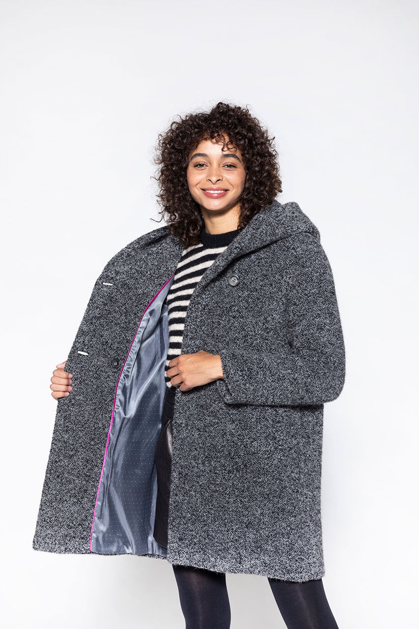 MANTEAU EN LAINE ET ALPAGA RICOUX TRENCH AND COAT NOIR