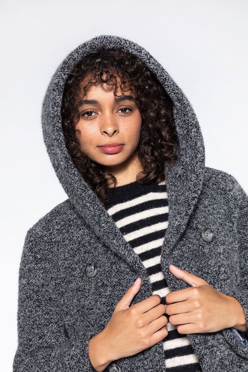 MANTEAU EN LAINE ET ALPAGA RICOUX TRENCH AND COAT NOIR