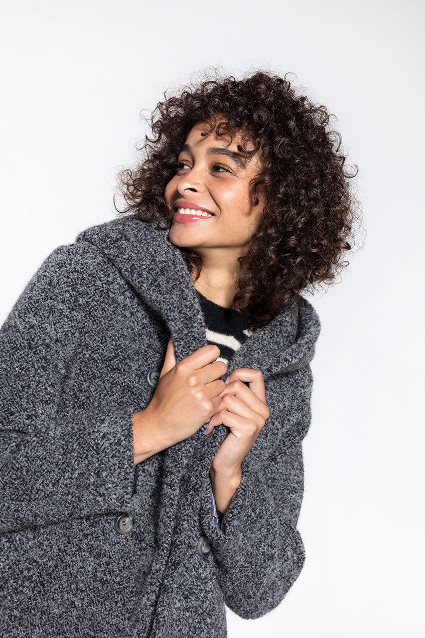 MANTEAU EN LAINE ET ALPAGA RICOUX TRENCH AND COAT NOIR