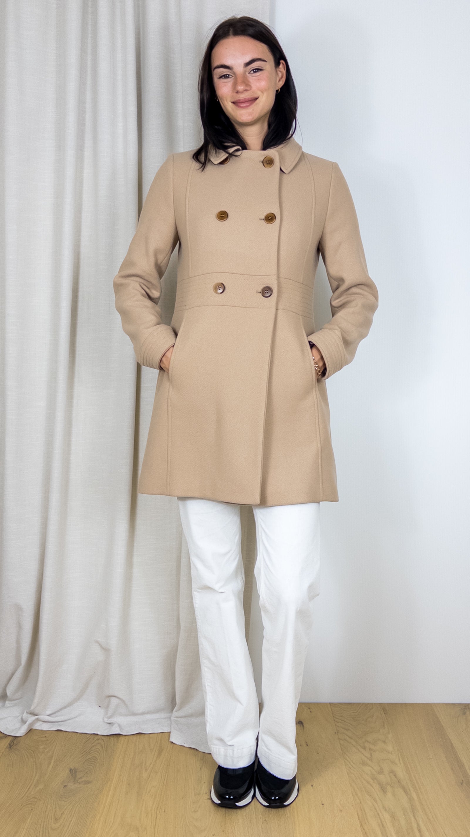 MARTINGALE EN DRAP DE LAINE COLMIER LENER CORDIER BEIGE TRENCH AND COAT