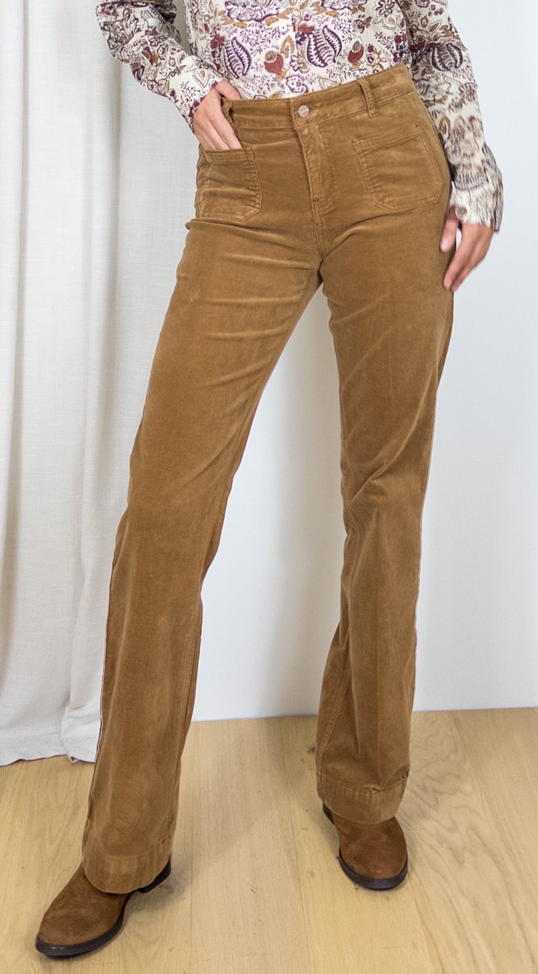 PANTALON EN VELOURS BASTILLE NEWCASTLE JANE BLUE CAMEL