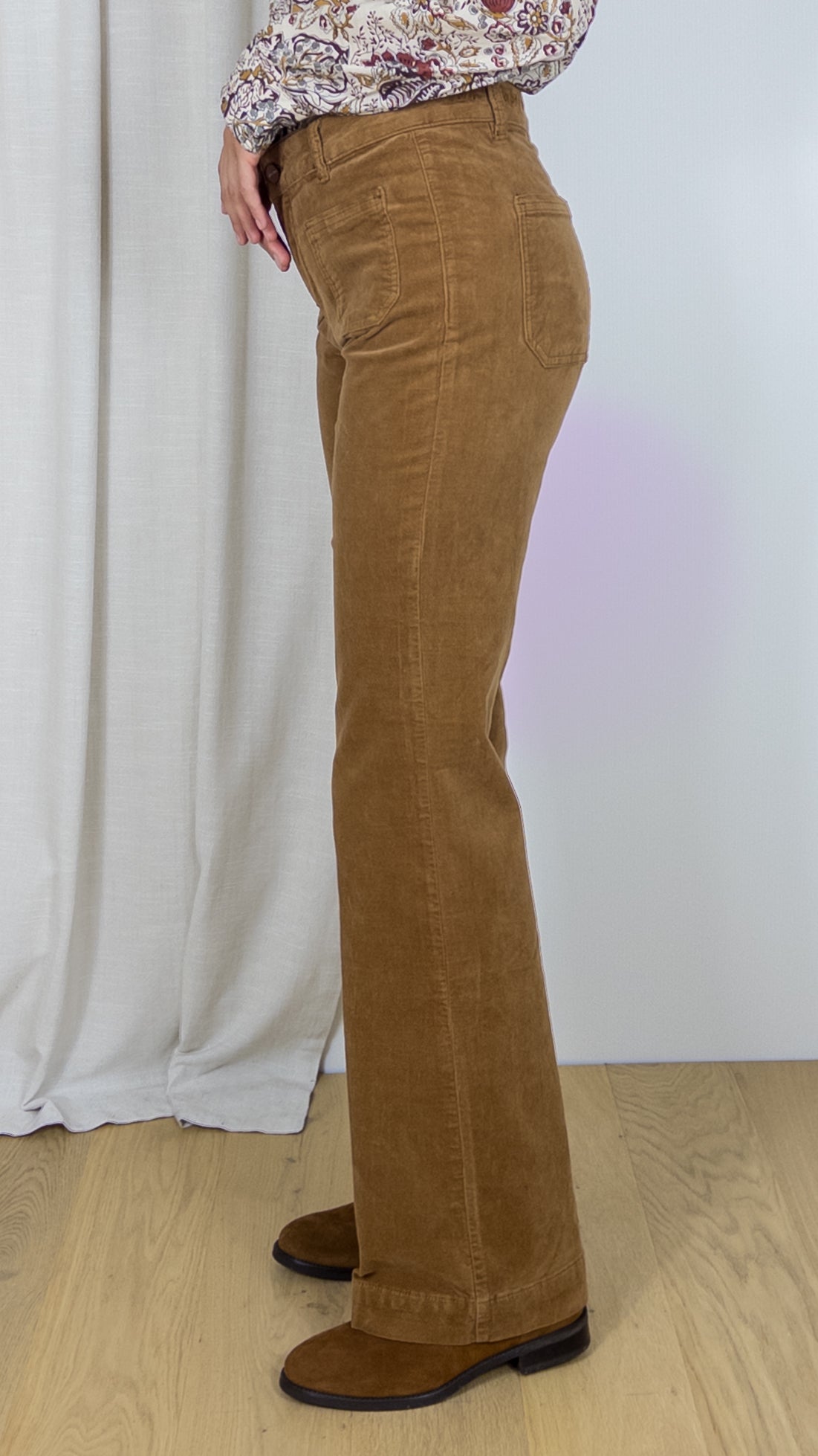 PANTALON EN VELOURS BASTILLE NEWCASTLE JANE BLUE CAMEL