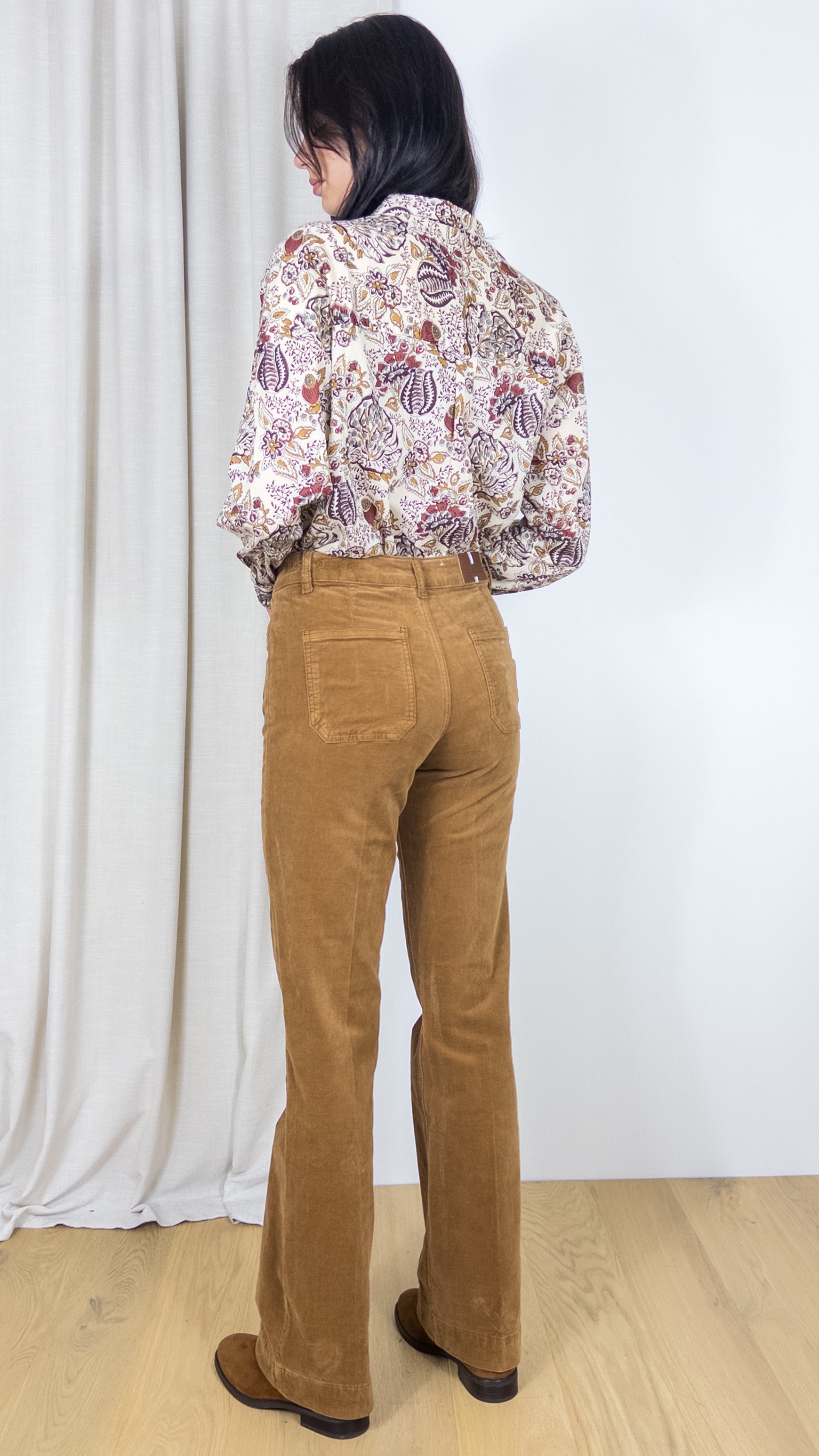 PANTALON EN VELOURS BASTILLE NEWCASTLE JANE BLUE CAMEL