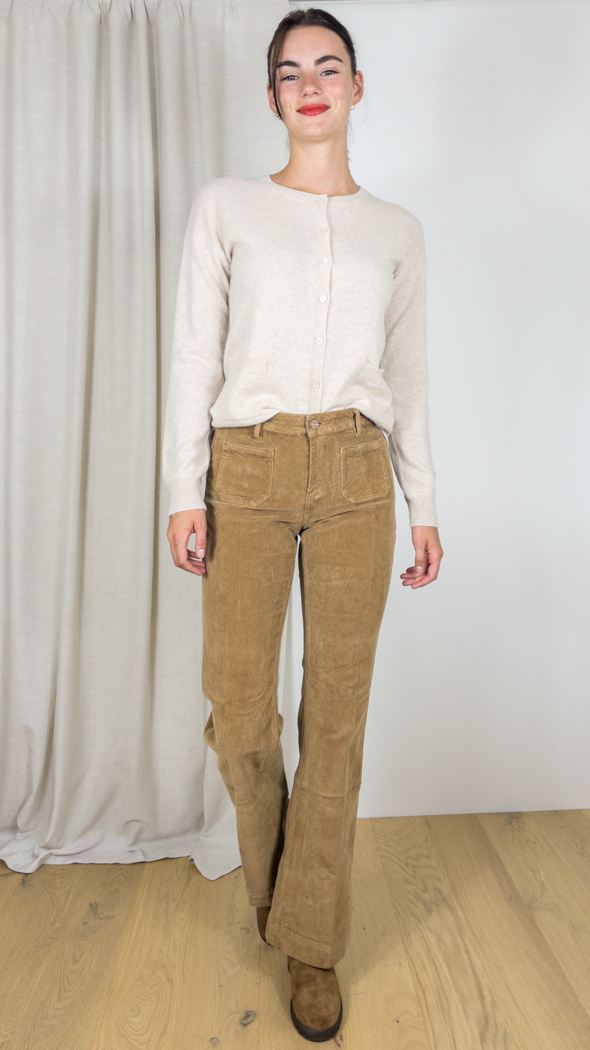 JEANS EVASE EN VELOURS JANE BLUE BASTILLE PLAZA CAMEL