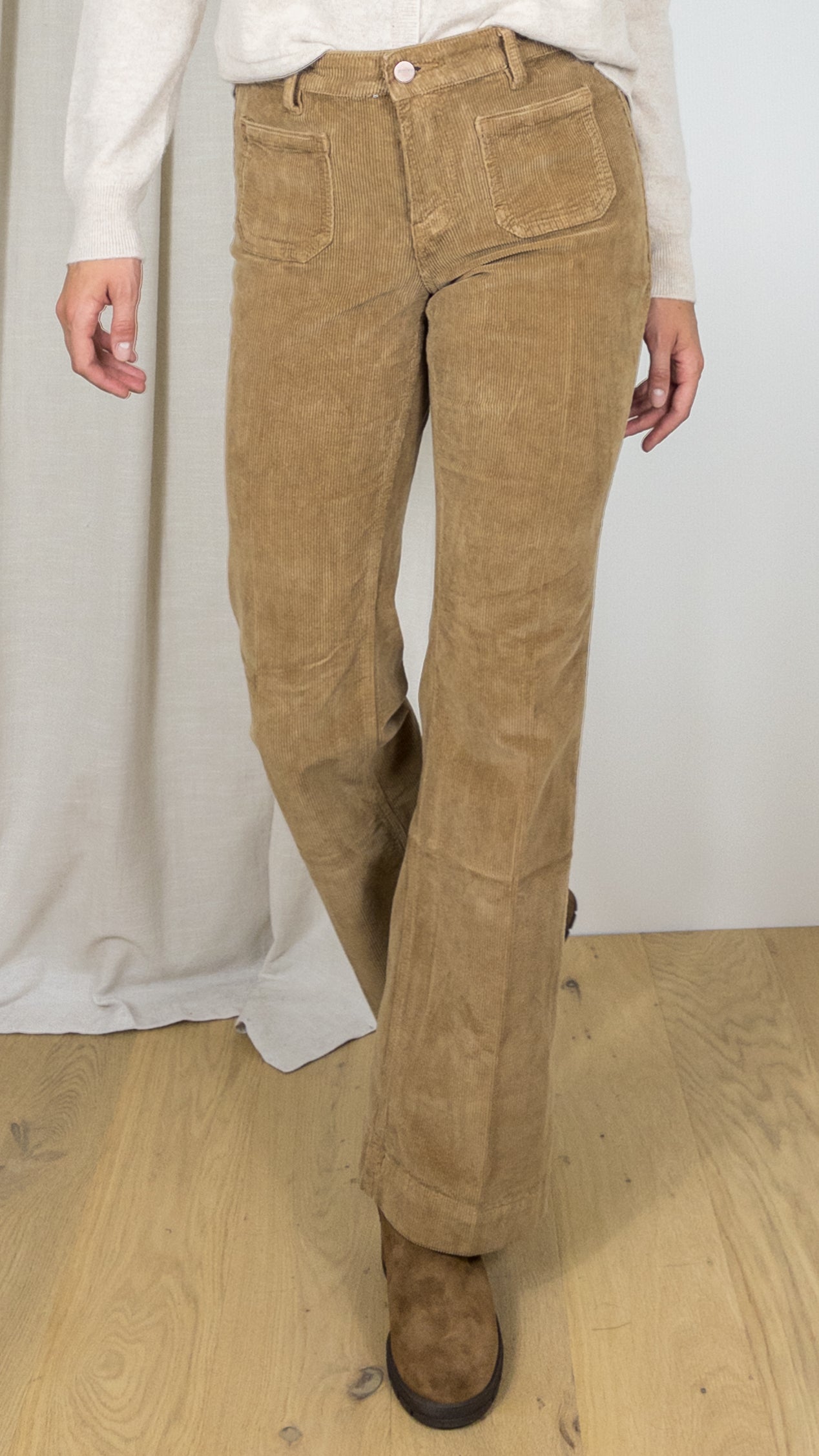 JEANS EVASE EN VELOURS JANE BLUE BASTILLE PLAZA CAMEL