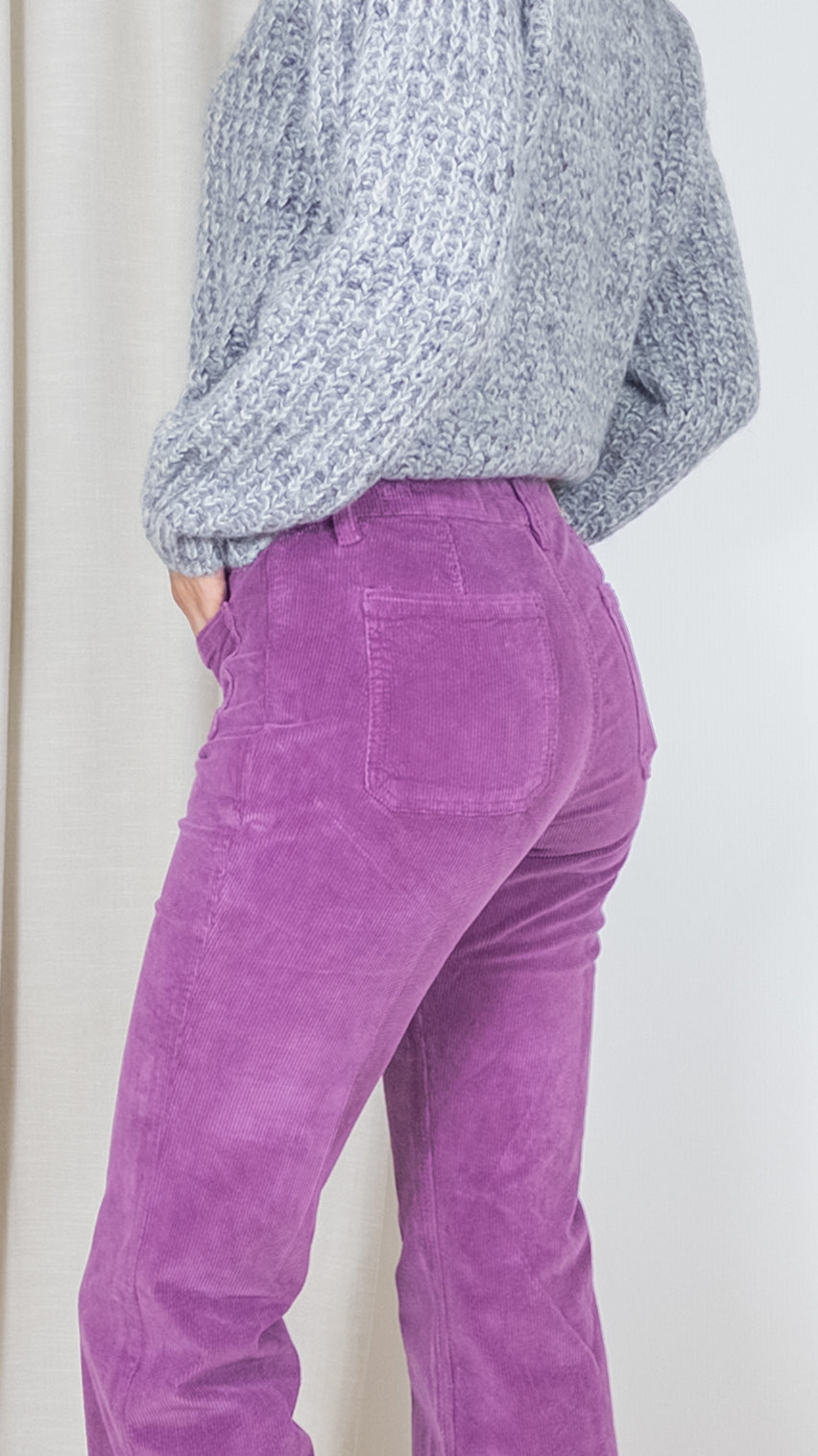 JEANS EVASE EN VELOURS JANE BLUE BASTILLE DAHLIA VIN