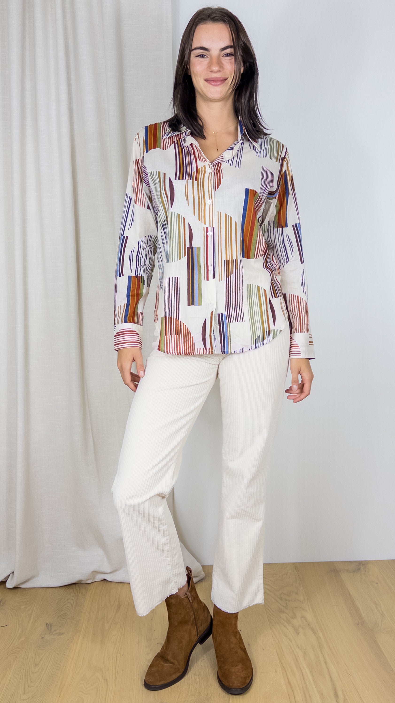 CHEMISE IMPRIMEE EN COTON VOUS 64999 ECRU