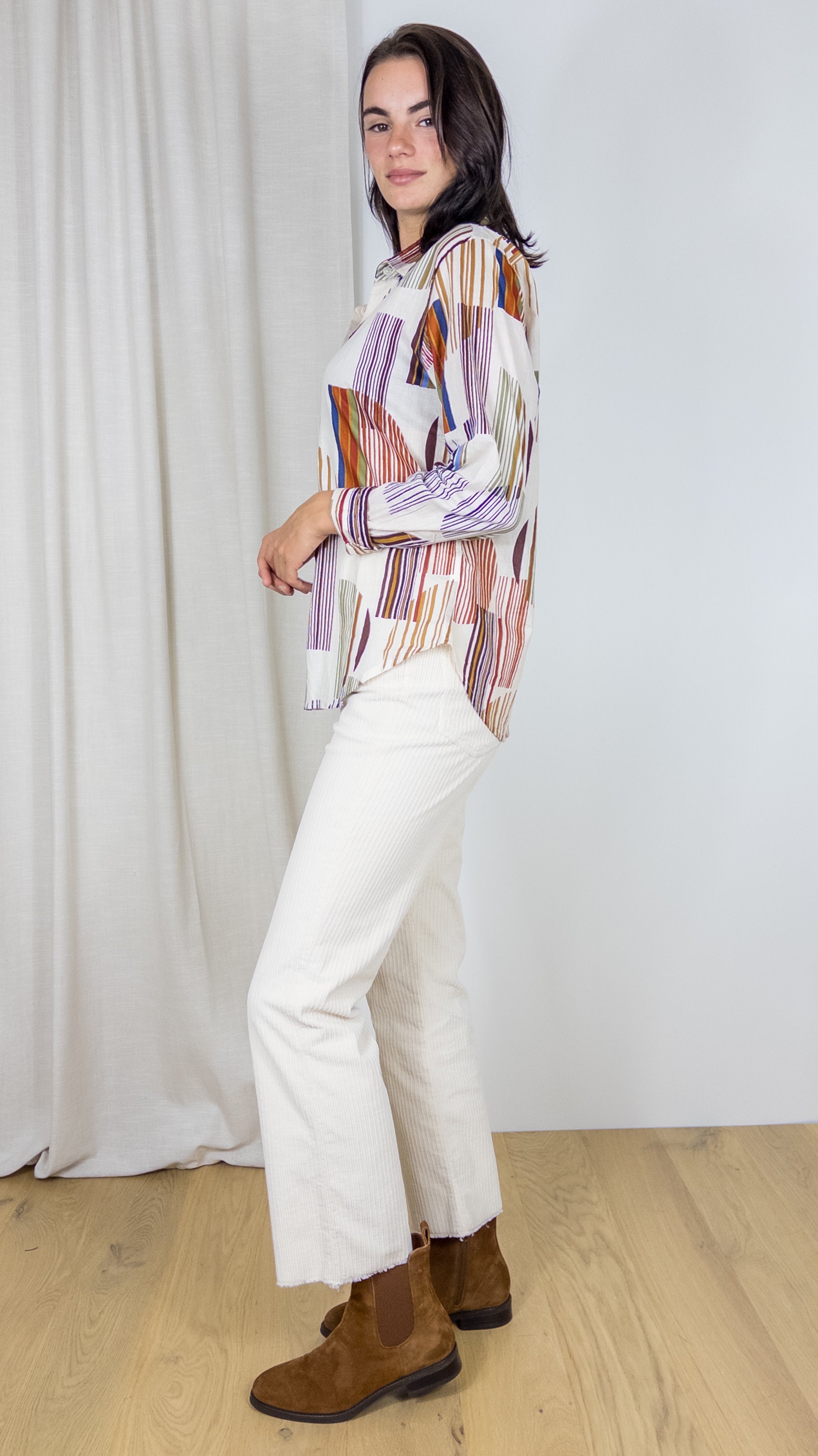 CHEMISE IMPRIMEE EN COTON VOUS 64999 ECRU