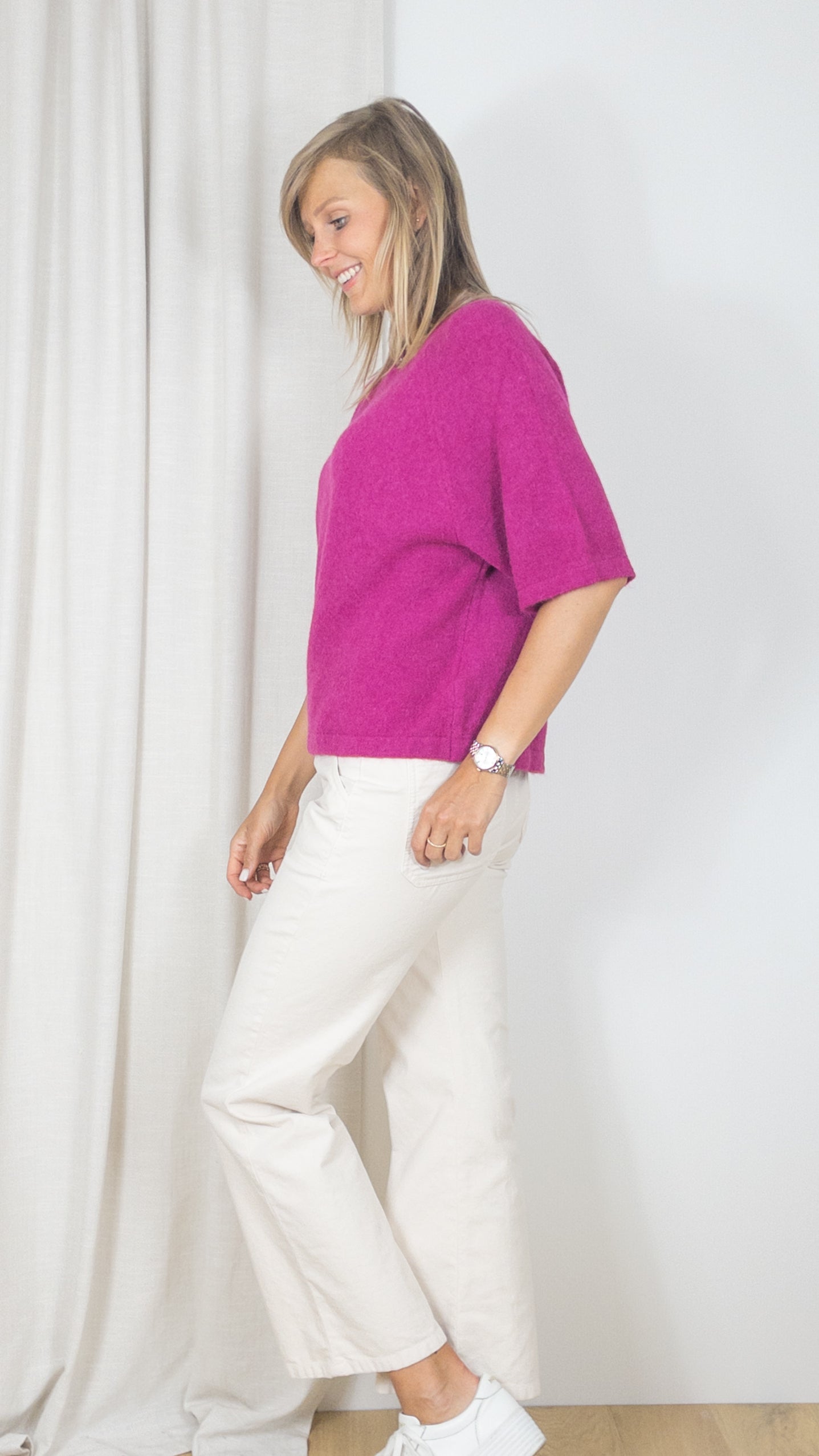 PULL CARRE MANCHES COURTES STUDIO PARISIEN 19270 PRUNE