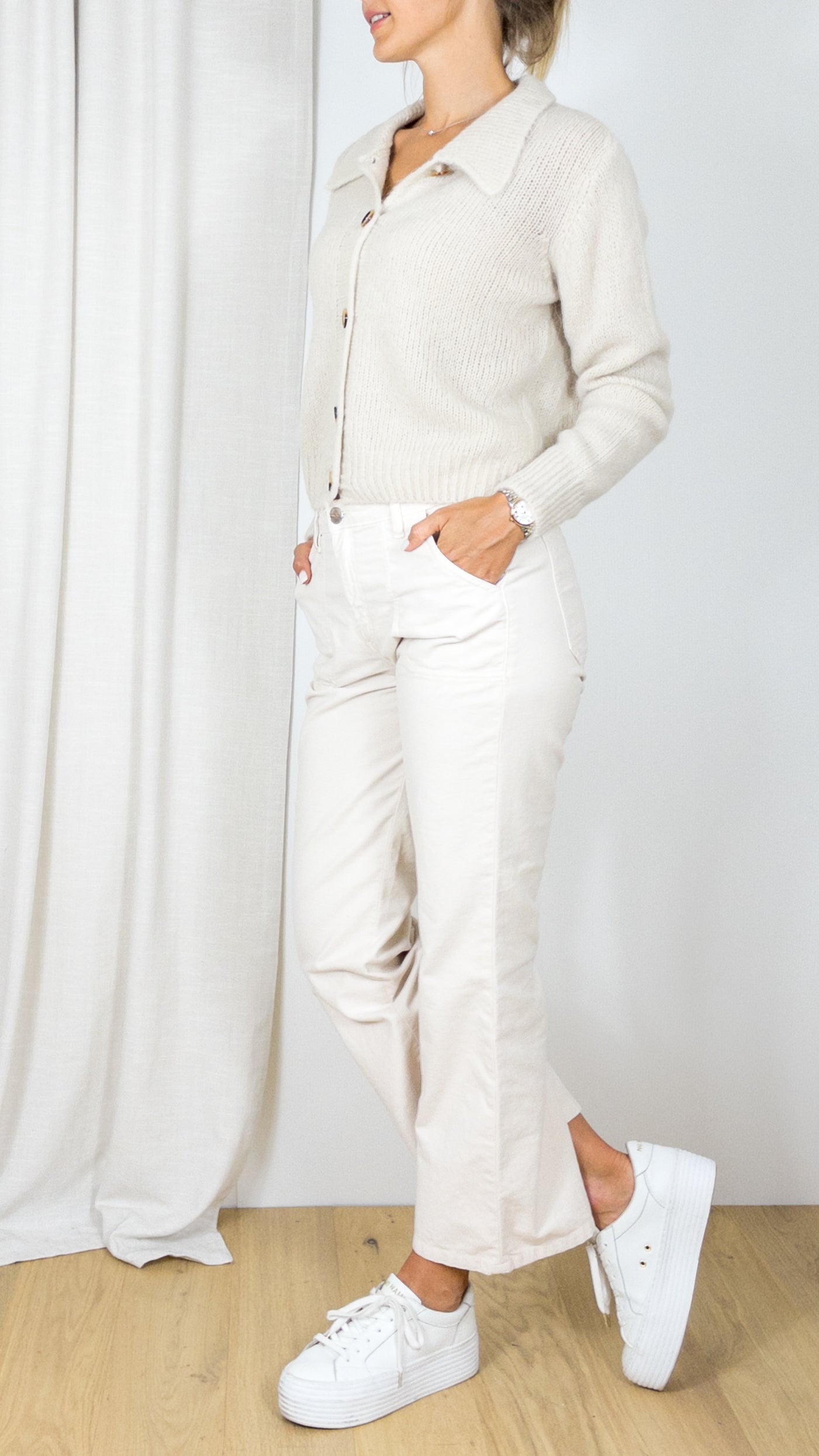 GILET COL POLO BOUTONNE STUDIO PARISIEN 9418 BEIGE