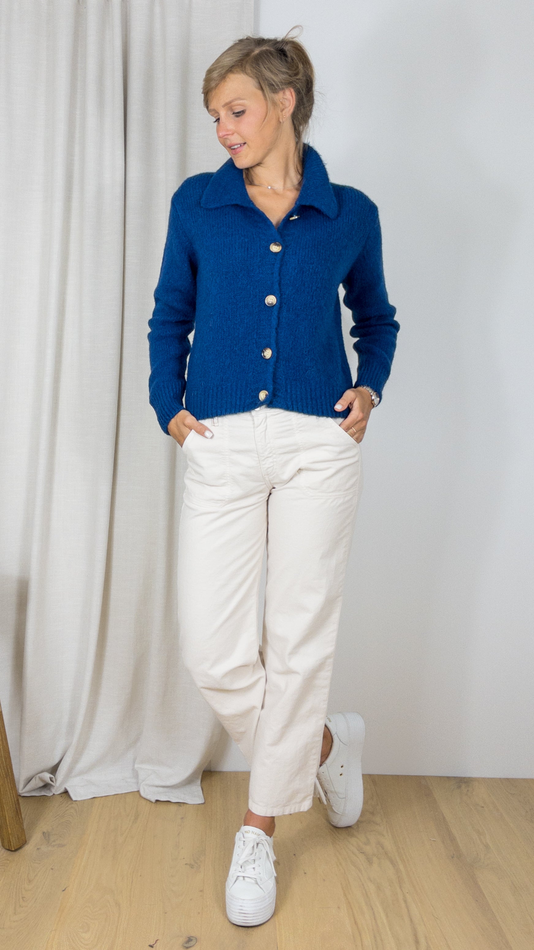 GILET COL POLO BOUTONNE STUDIO PARISIEN 9418 MARINE