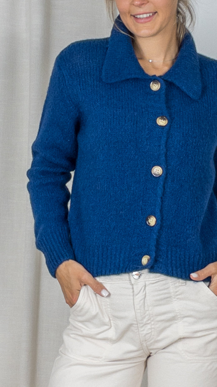 GILET COL POLO BOUTONNE STUDIO PARISIEN 9418 MARINE