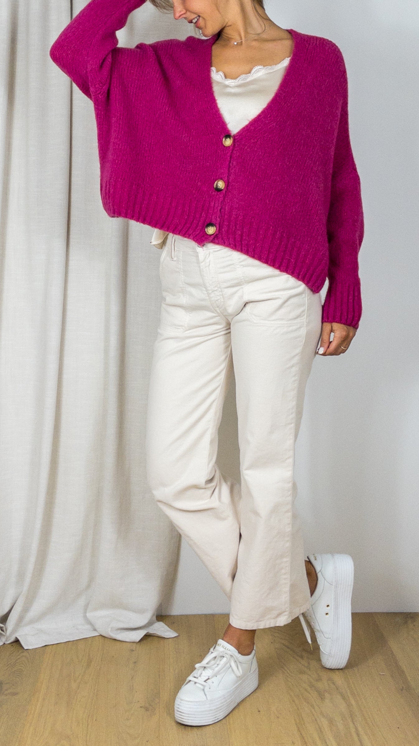 GILET V OVERSIZE STUDIO PARISIEN 9417 PRUNE