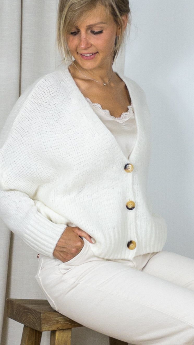 GILET V OVERSIZE STUDIO PARISIEN 9417 ECRU