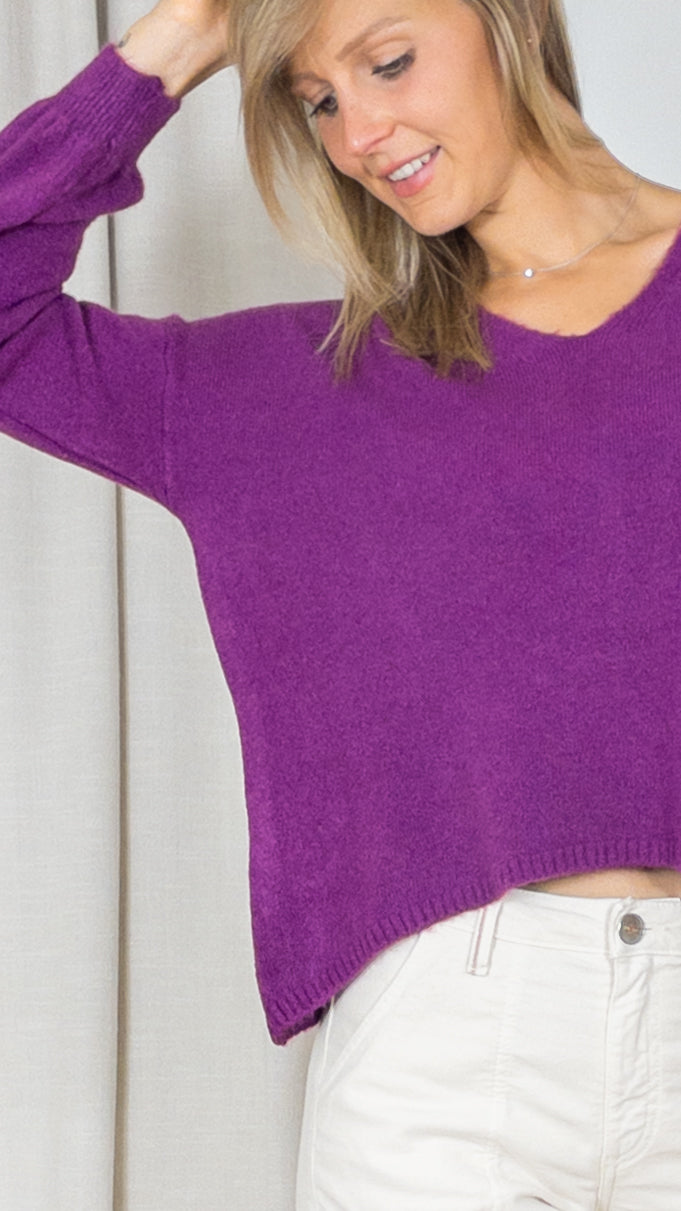 PULL V OVERSIZE STUDIO PARISIEN 9420 PRUNE