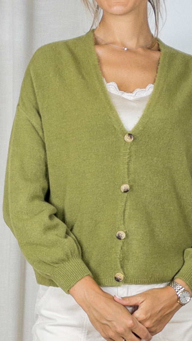 GILET COL V STUDIO PARISIEN 9419 OLIVE