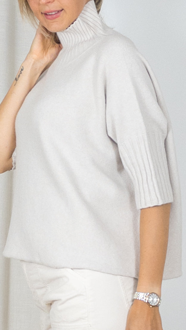 PULL COL CHEMINEE MANCHES 3/4 ALEXANDRE LAURENT B8646 BEIGE