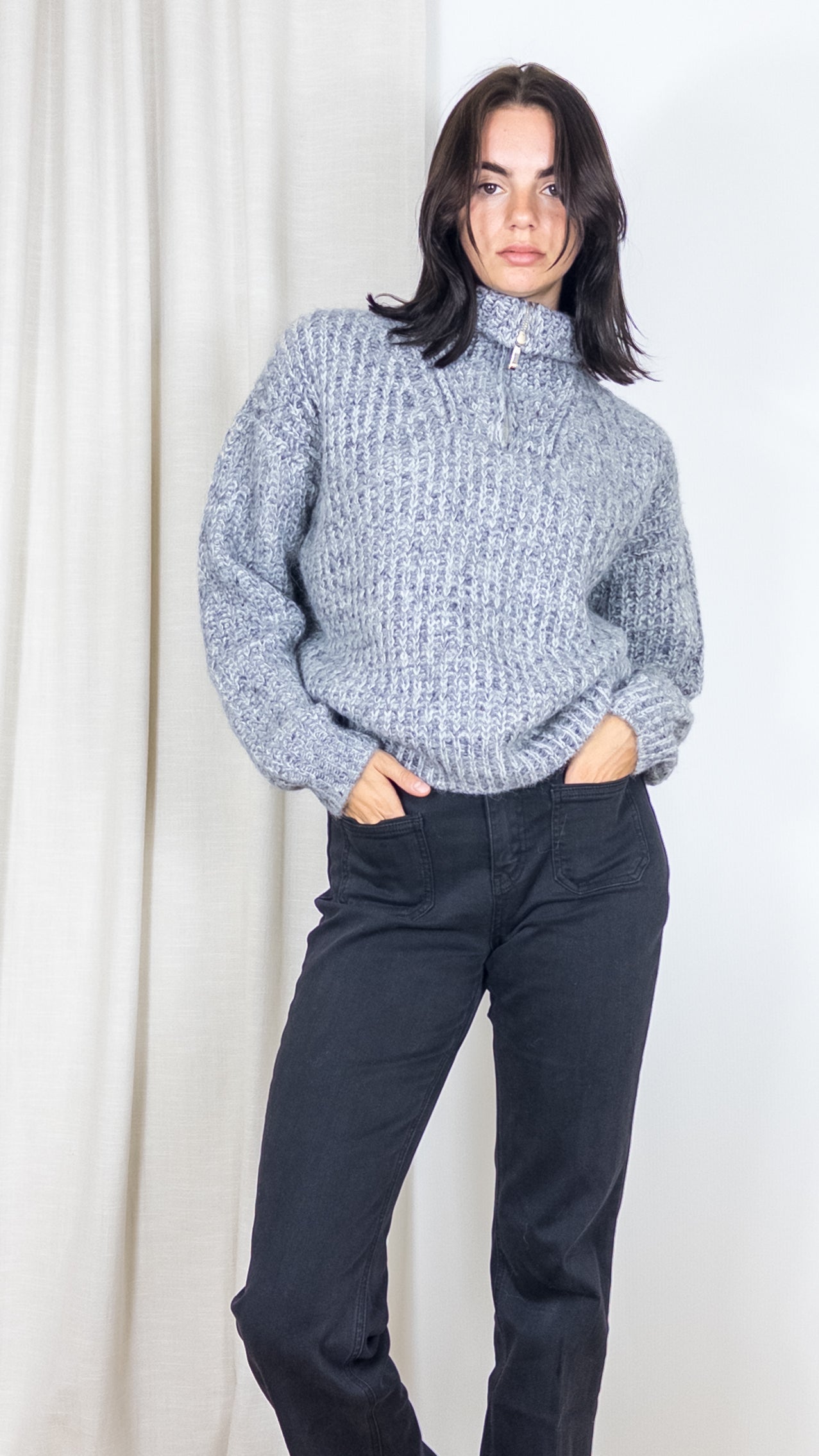 PULL CAMIONNEUR GROSSE MAILLE BASH BALTAN GRIS