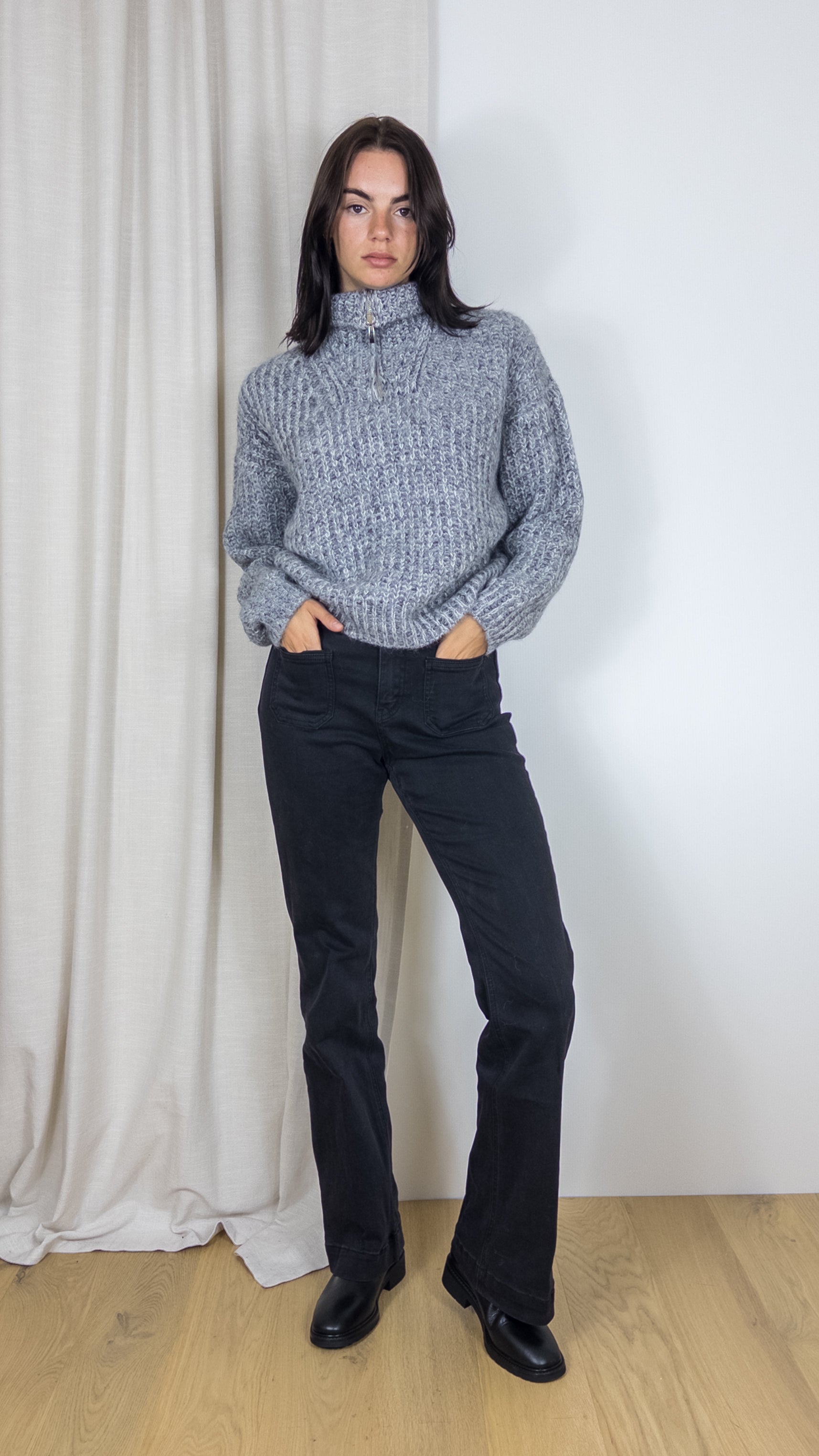 PULL CAMIONNEUR GROSSE MAILLE BASH BALTAN GRIS