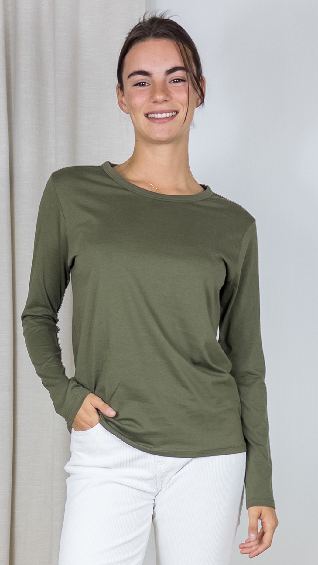 TEE-SHIRT COL ROND EN COTON PIMA LILA ANONYM #color_militaire