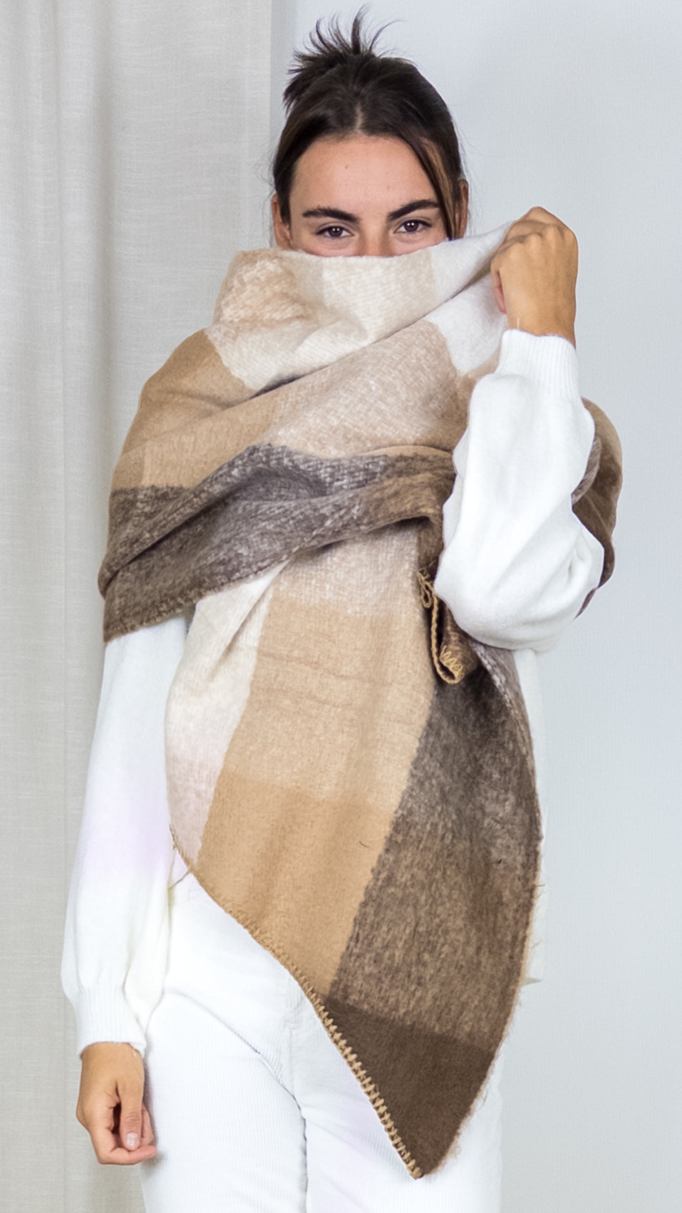 GROSSE ECHARPE IMPRIMEE DOUCE VOUS BA9696PFS CAMEL