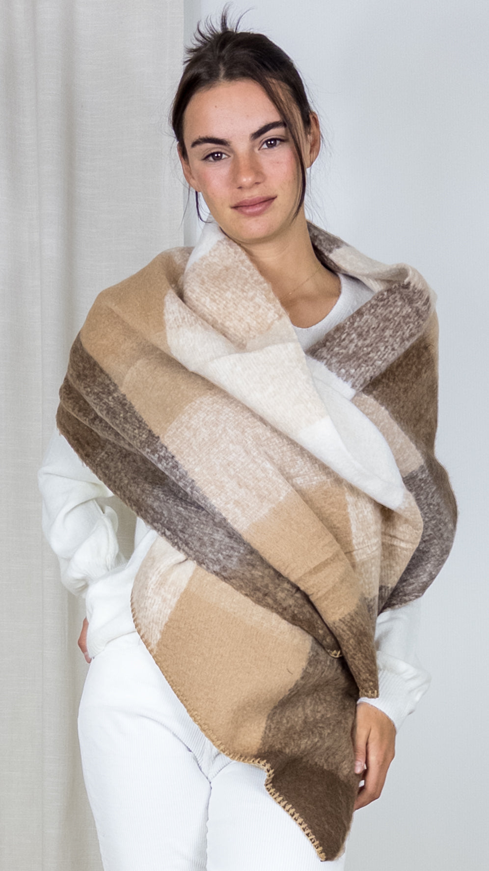 GROSSE ECHARPE IMPRIMEE DOUCE VOUS BA9696PFS CAMEL