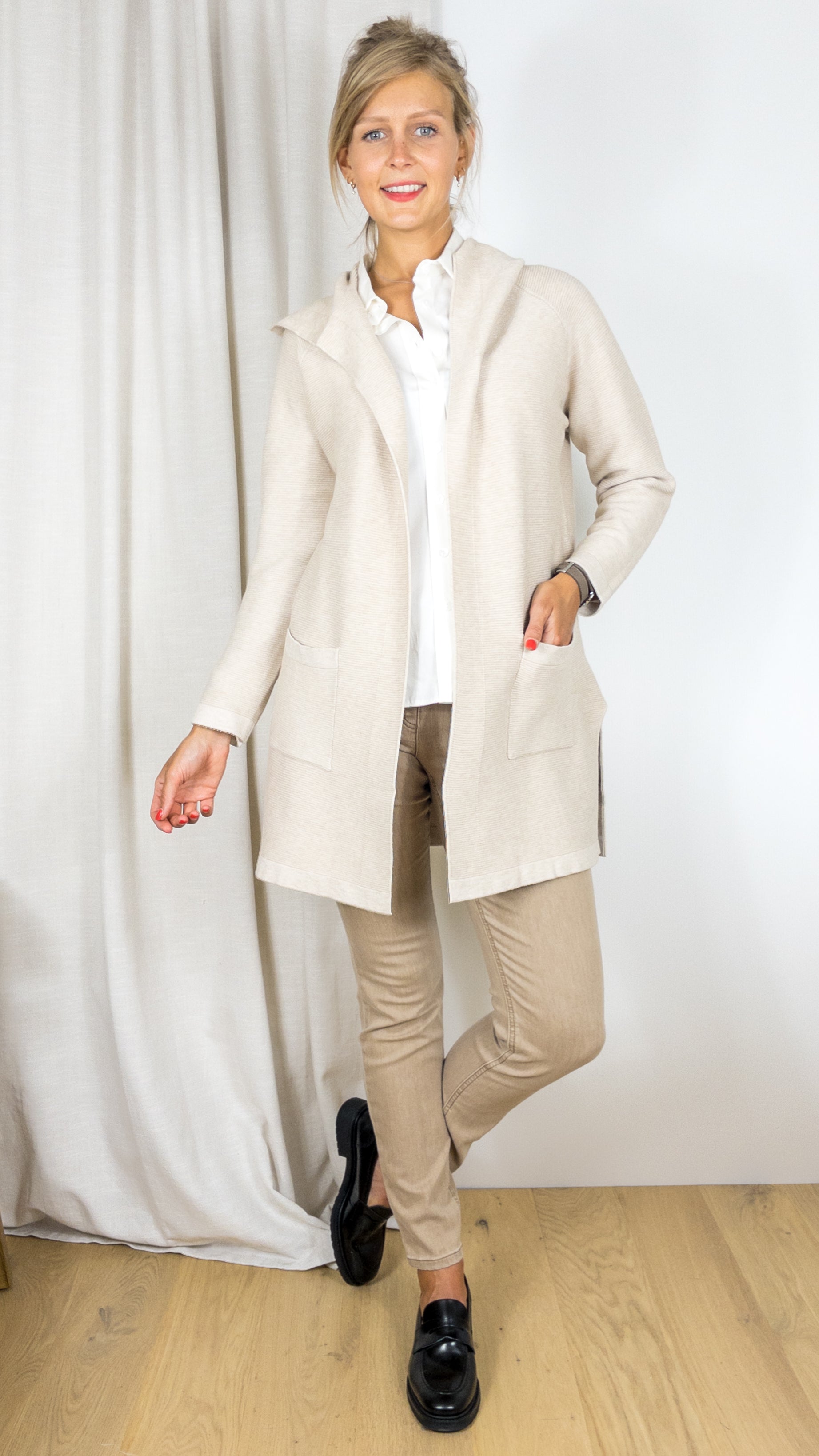 GILET LONG A CAPUCHE TANDEM AR0029 BEIGE