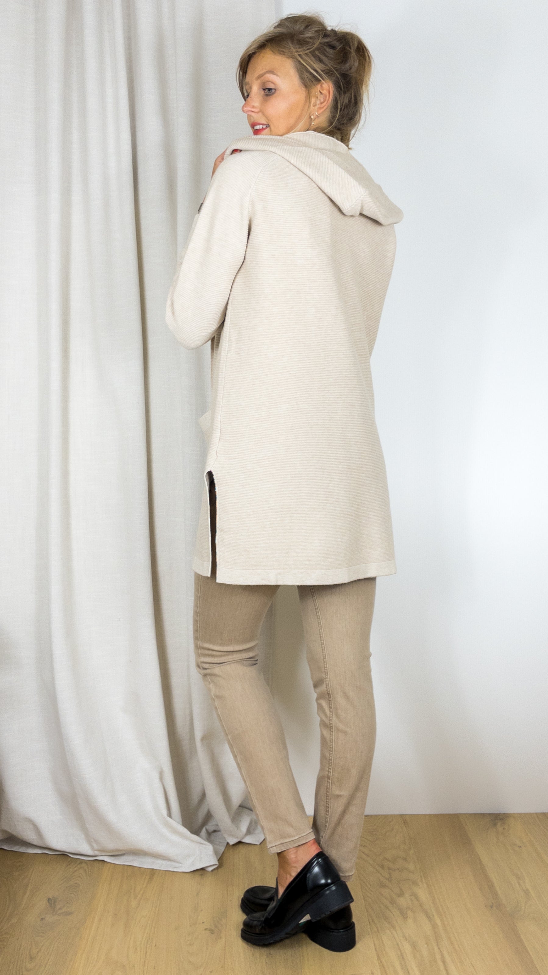 GILET LONG A CAPUCHE TANDEM AR0029 BEIGE