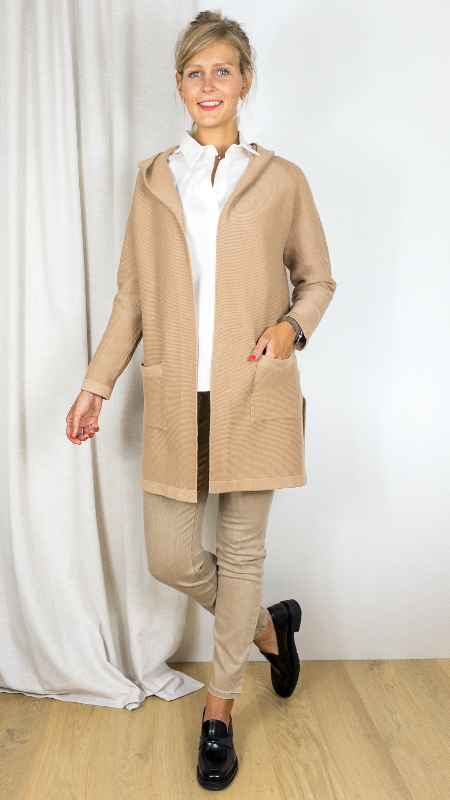 GILET LONG A CAPUCHE TANDEM AR0029 CAMEL