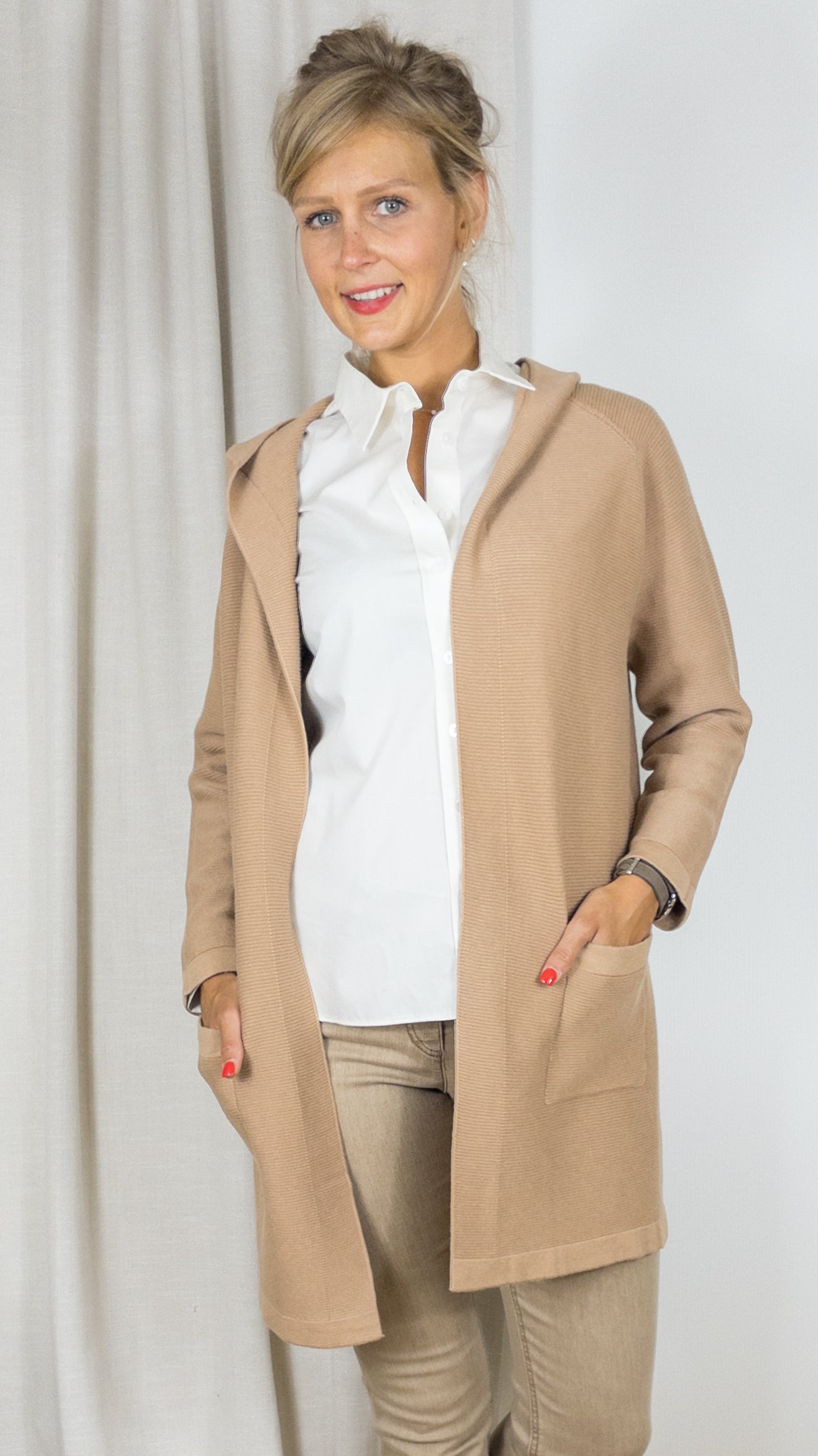 GILET LONG A CAPUCHE TANDEM AR0029 CAMEL
