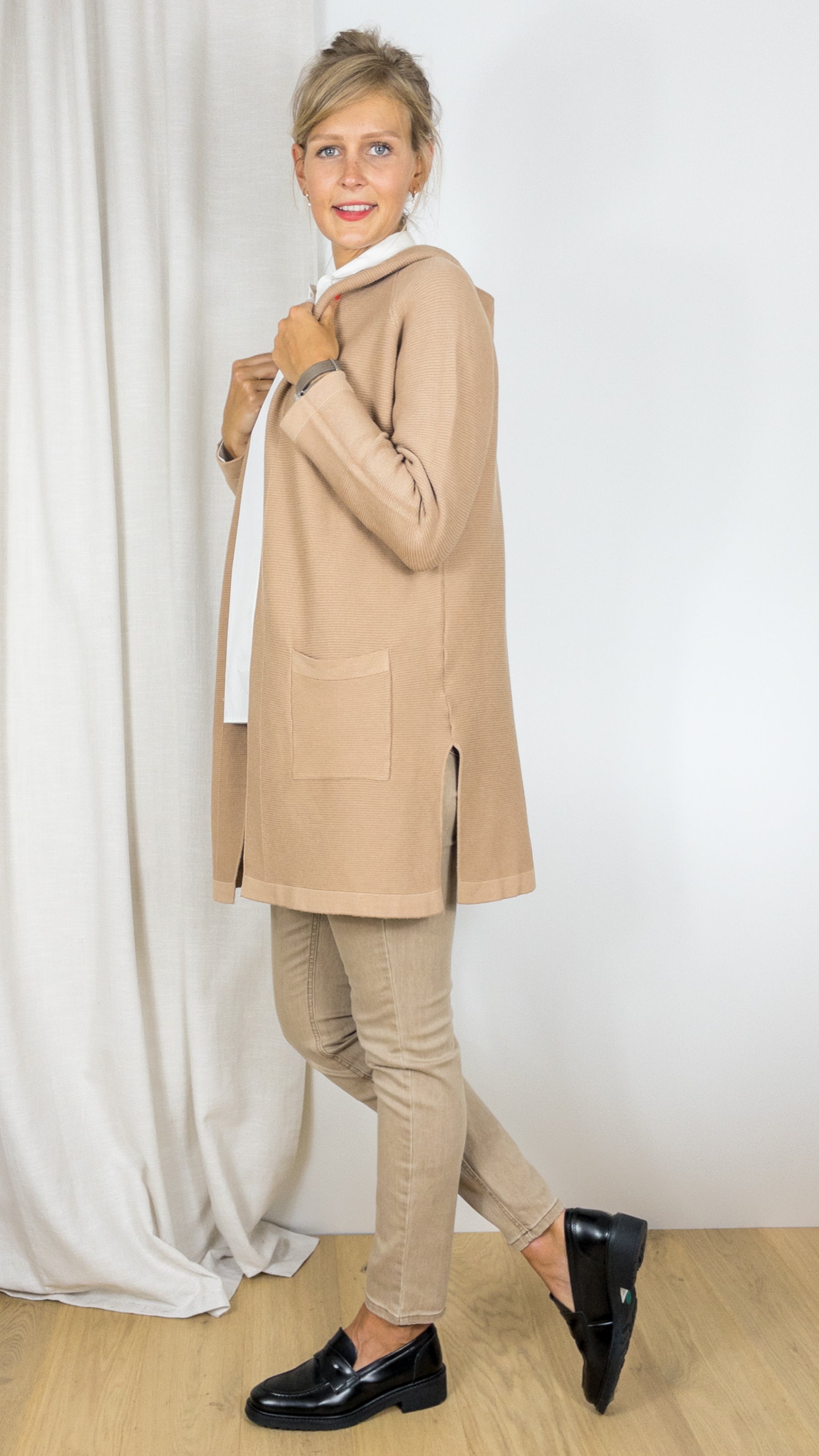 GILET LONG A CAPUCHE TANDEM AR0029 CAMEL