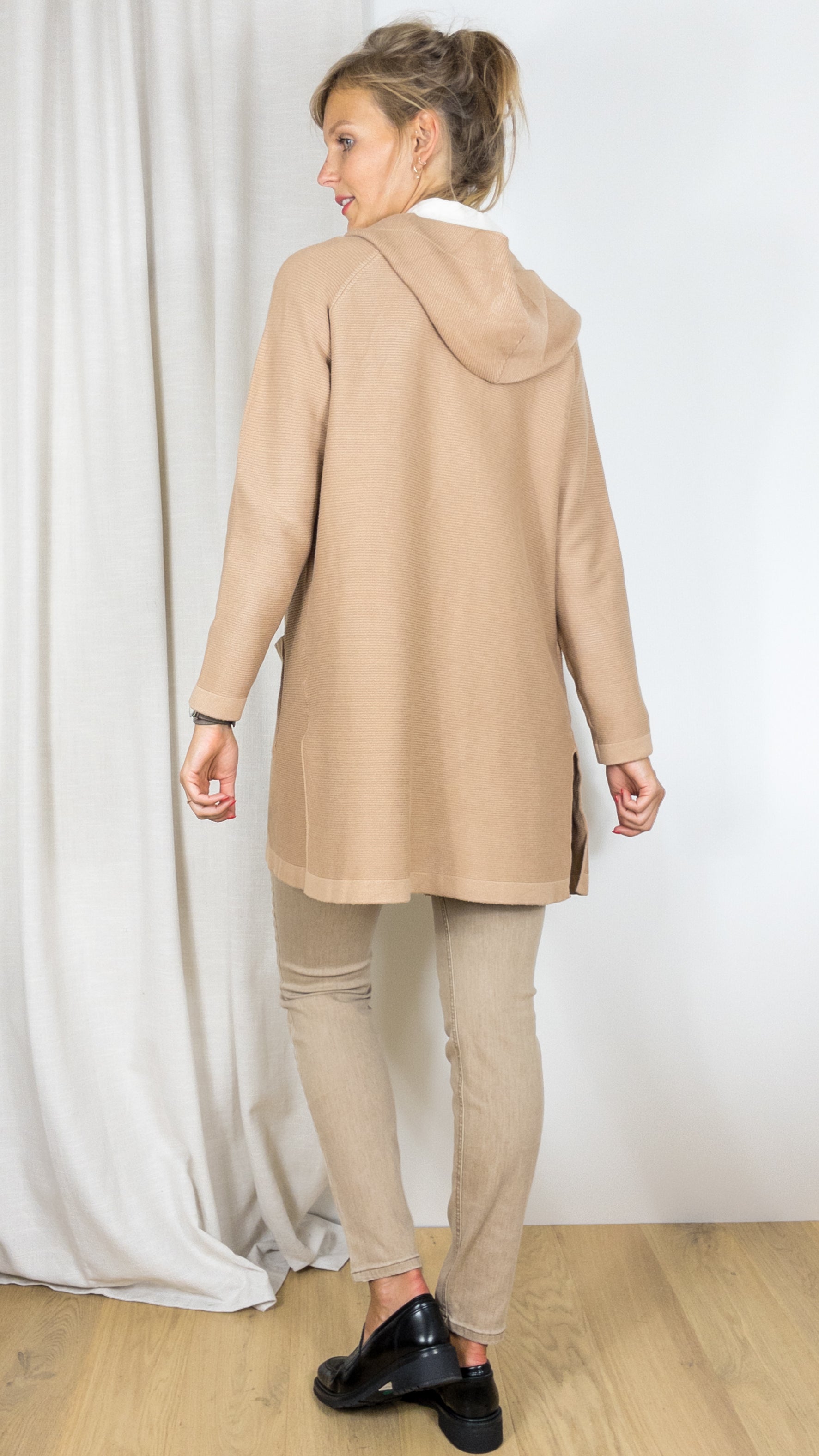 GILET LONG A CAPUCHE TANDEM AR0029 CAMEL