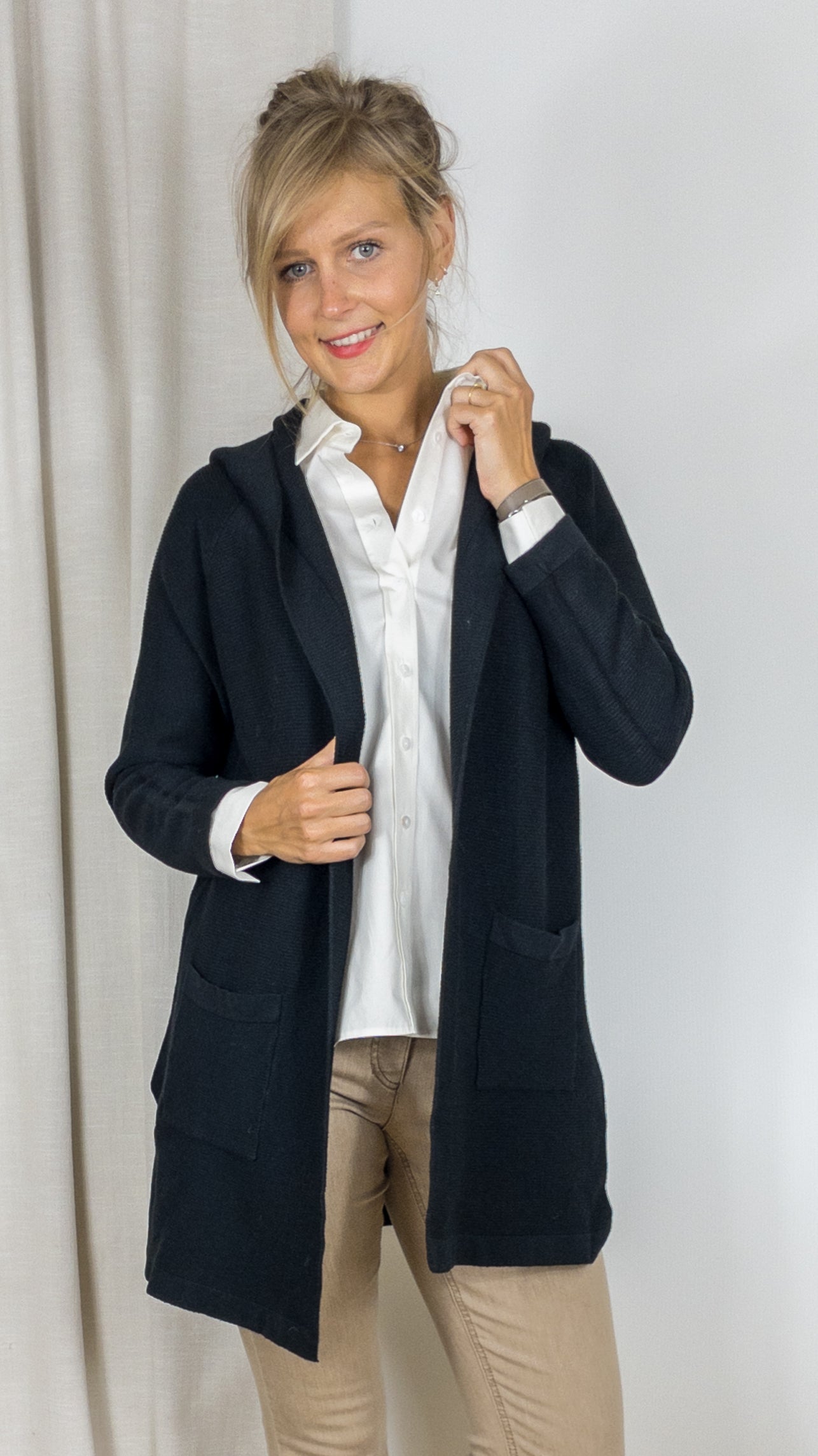 GILET LONG A CAPUCHE TANDEM AR0029 NOIR