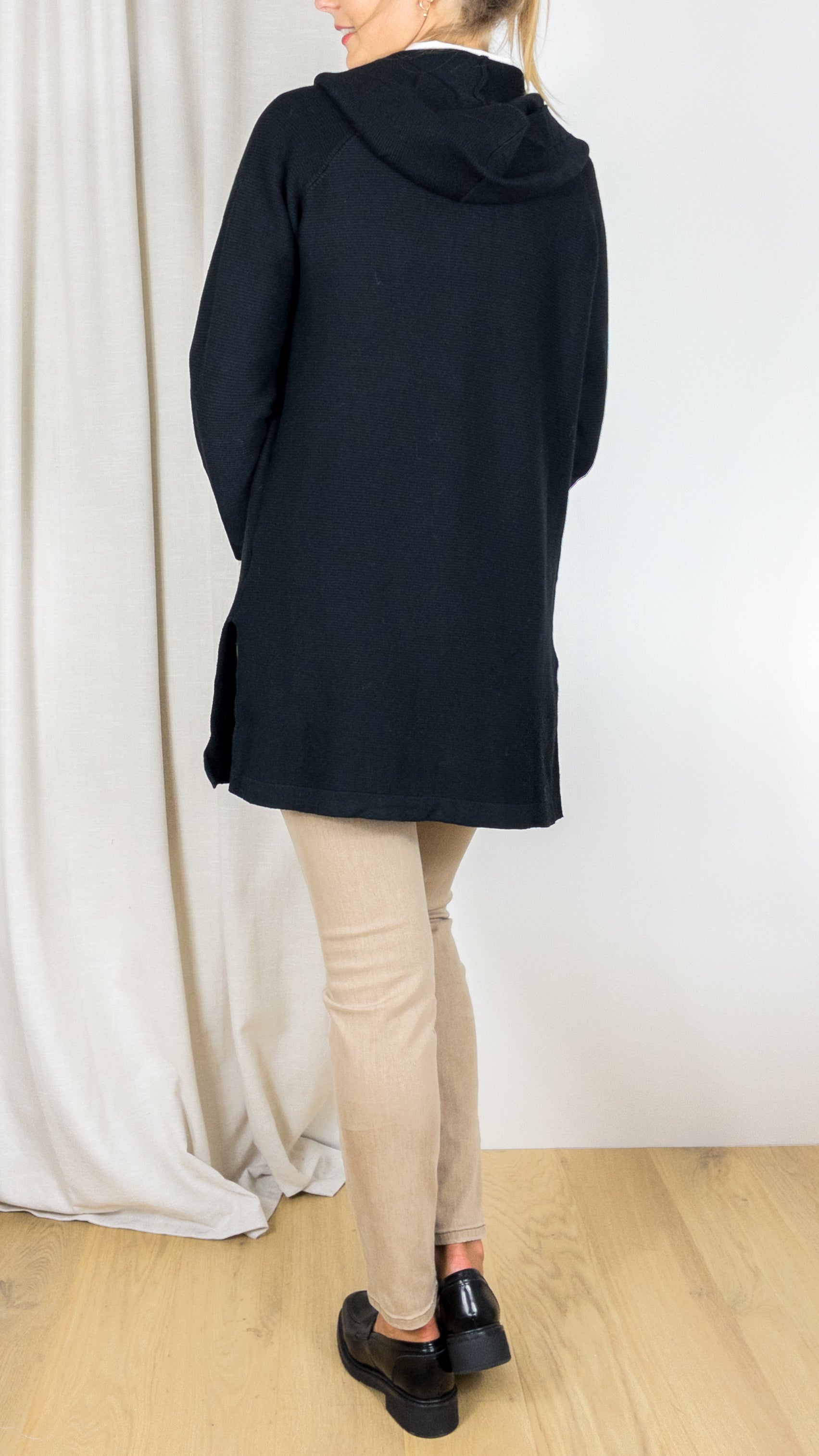 GILET LONG A CAPUCHE TANDEM AR0029 NOIR