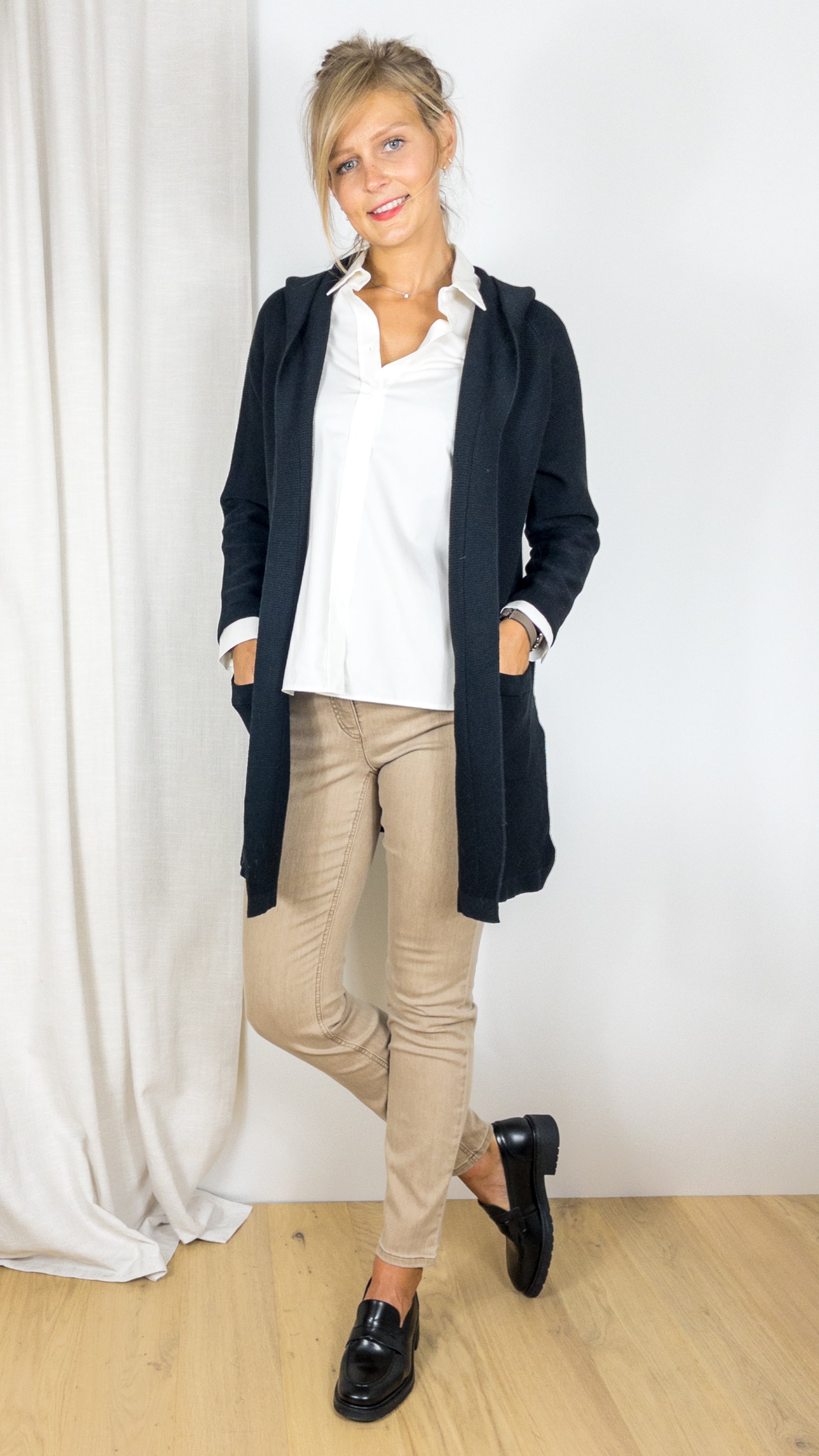 GILET LONG A CAPUCHE TANDEM AR0029 NOIR