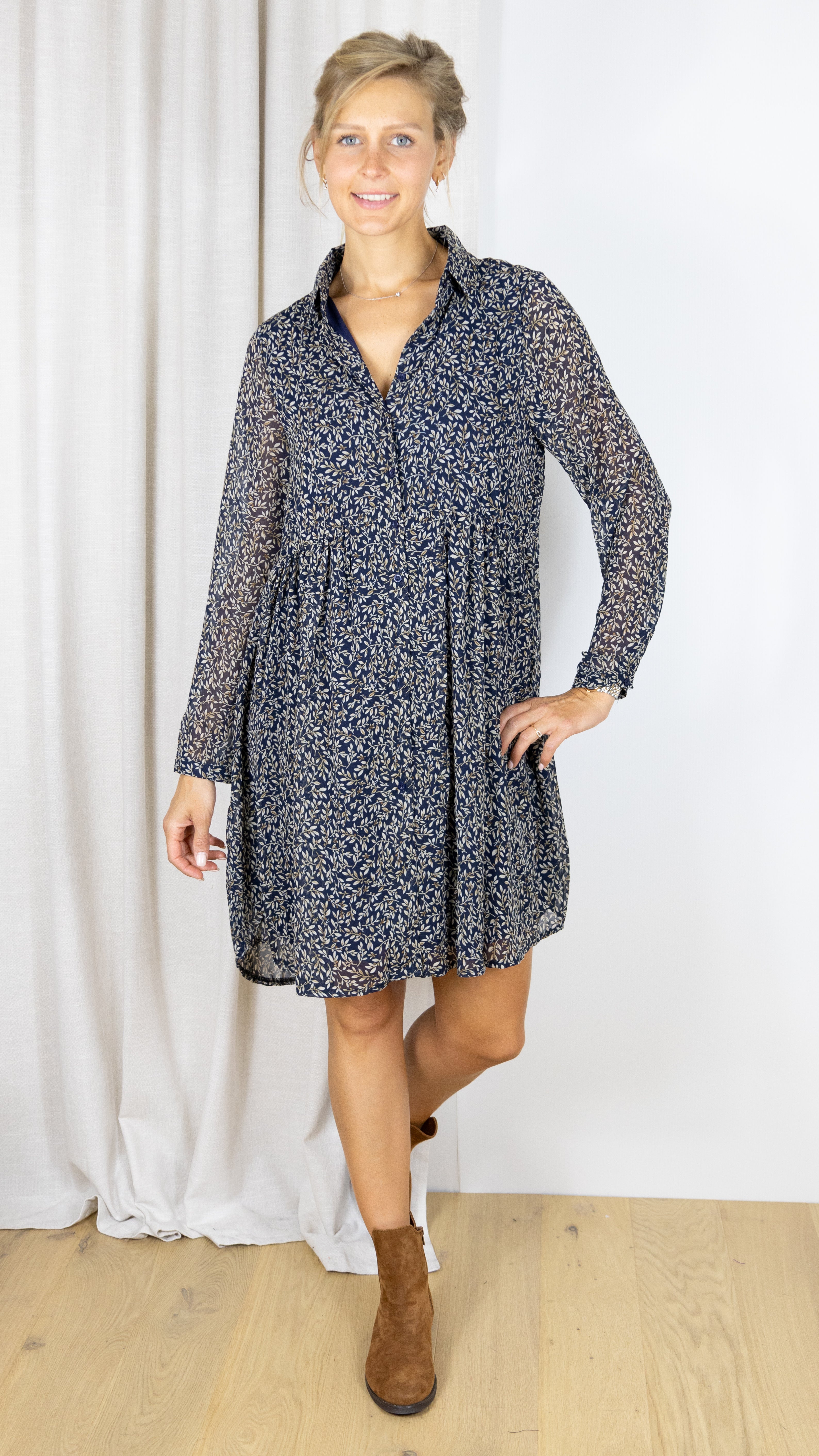 ROBE FLUIDE IMPRIMEE LILIE ROSE LP0057 BLEU