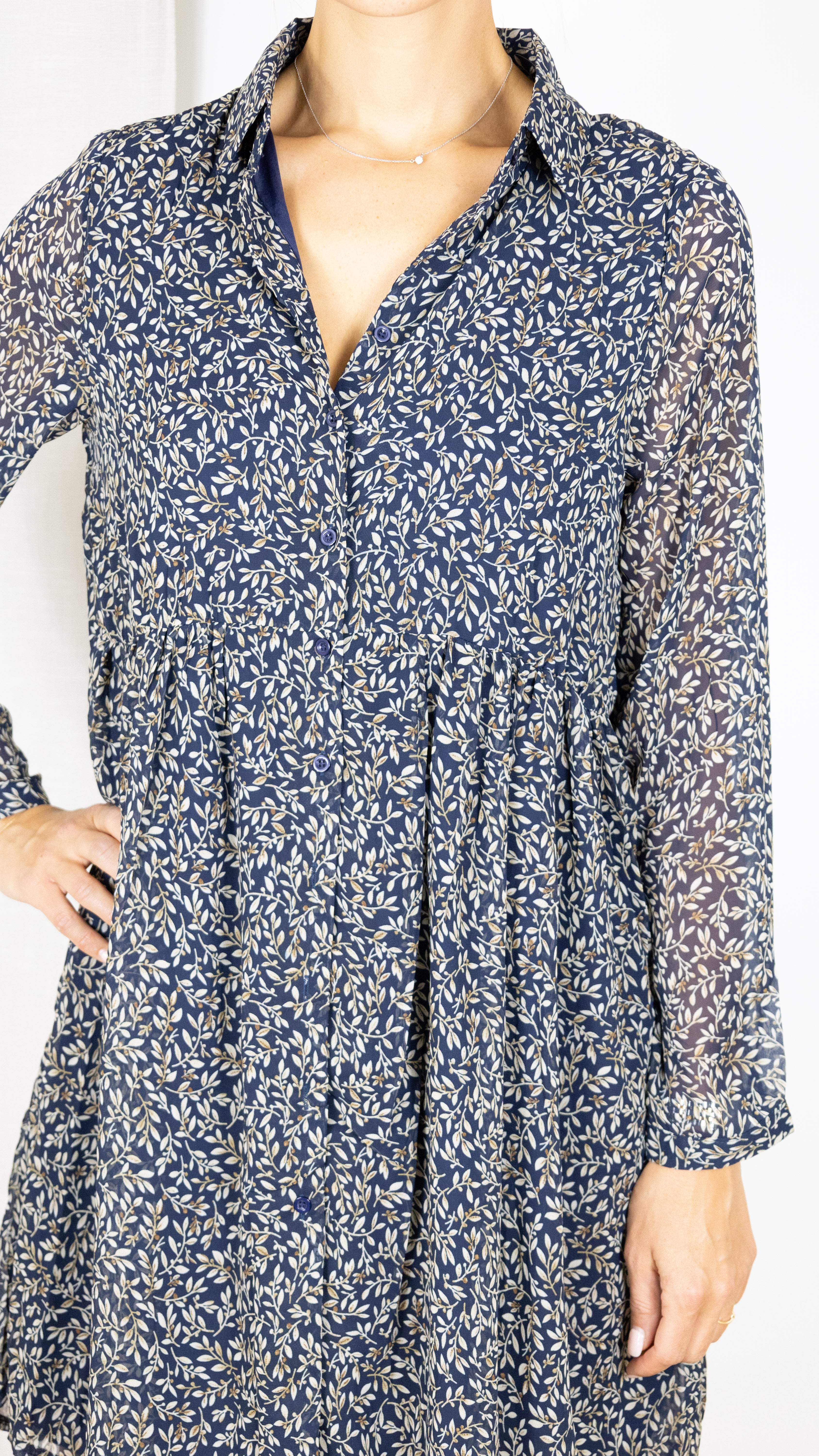ROBE FLUIDE IMPRIMEE LILIE ROSE LP0057 BLEU