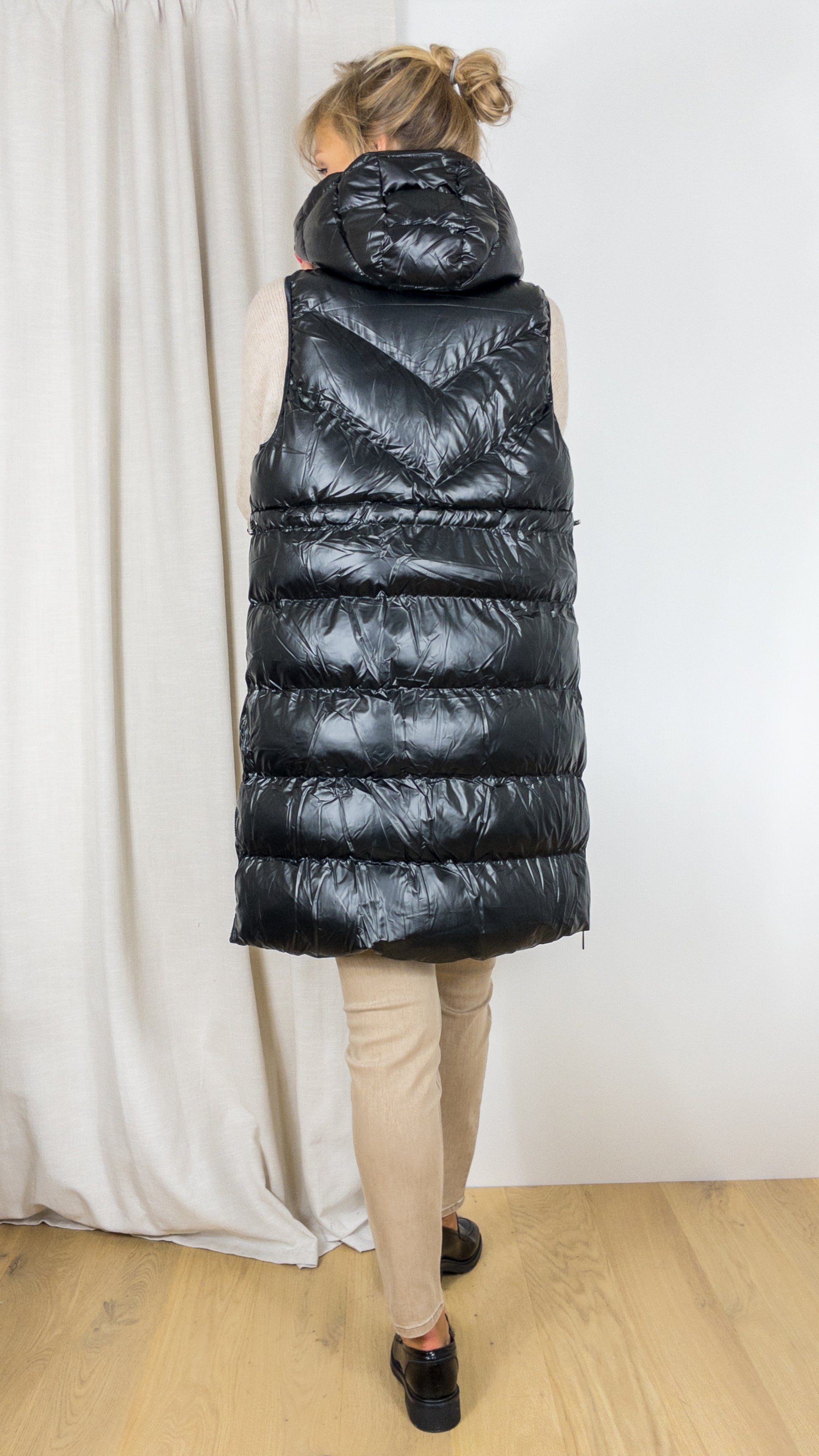 DOUDOUNE MI LONGUE SANS MANCHES ATTRAIT AT8306B NOIR