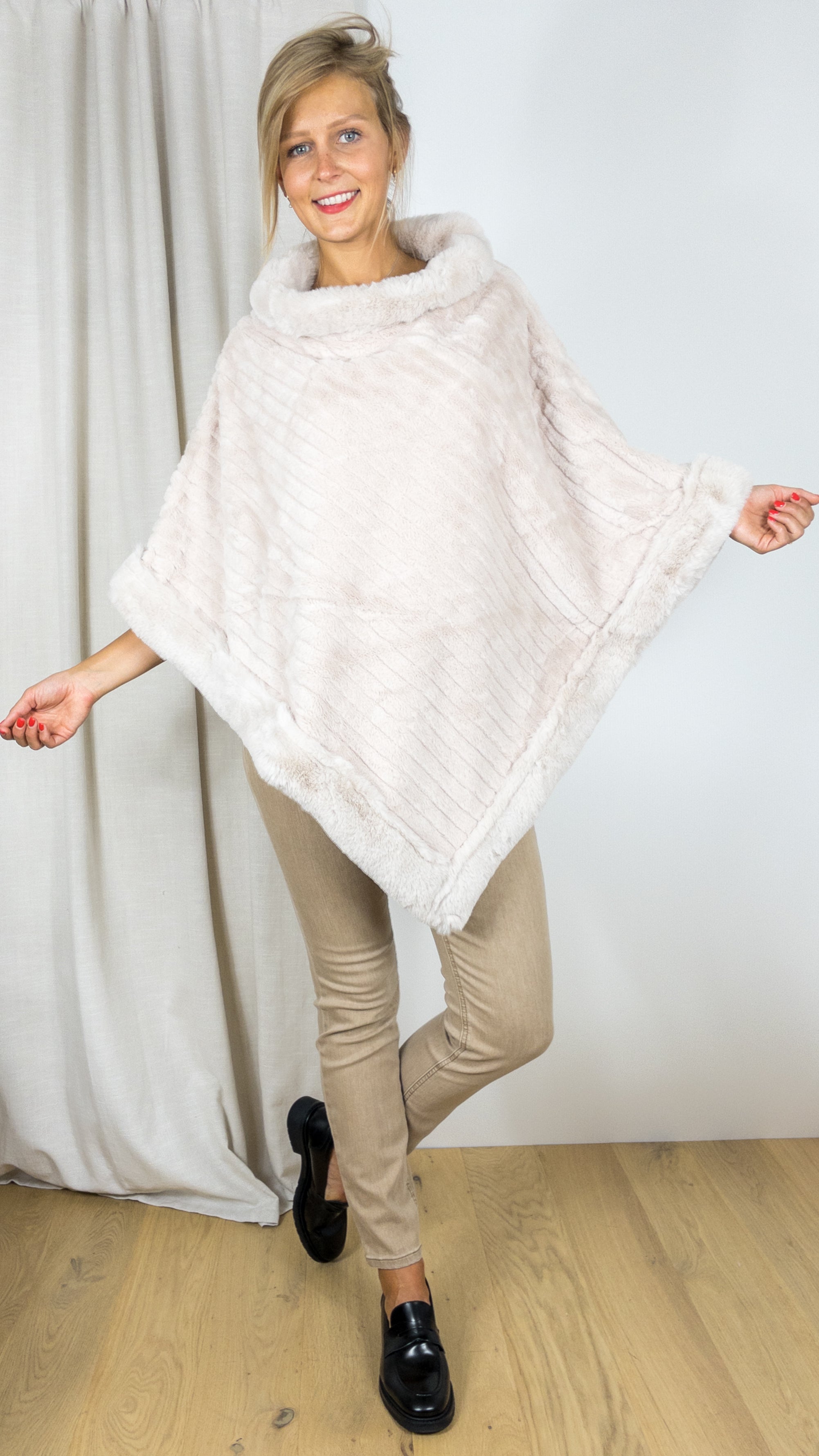 PONCHO FAUSSE FOURRURE VOUS F49072 BEIGE