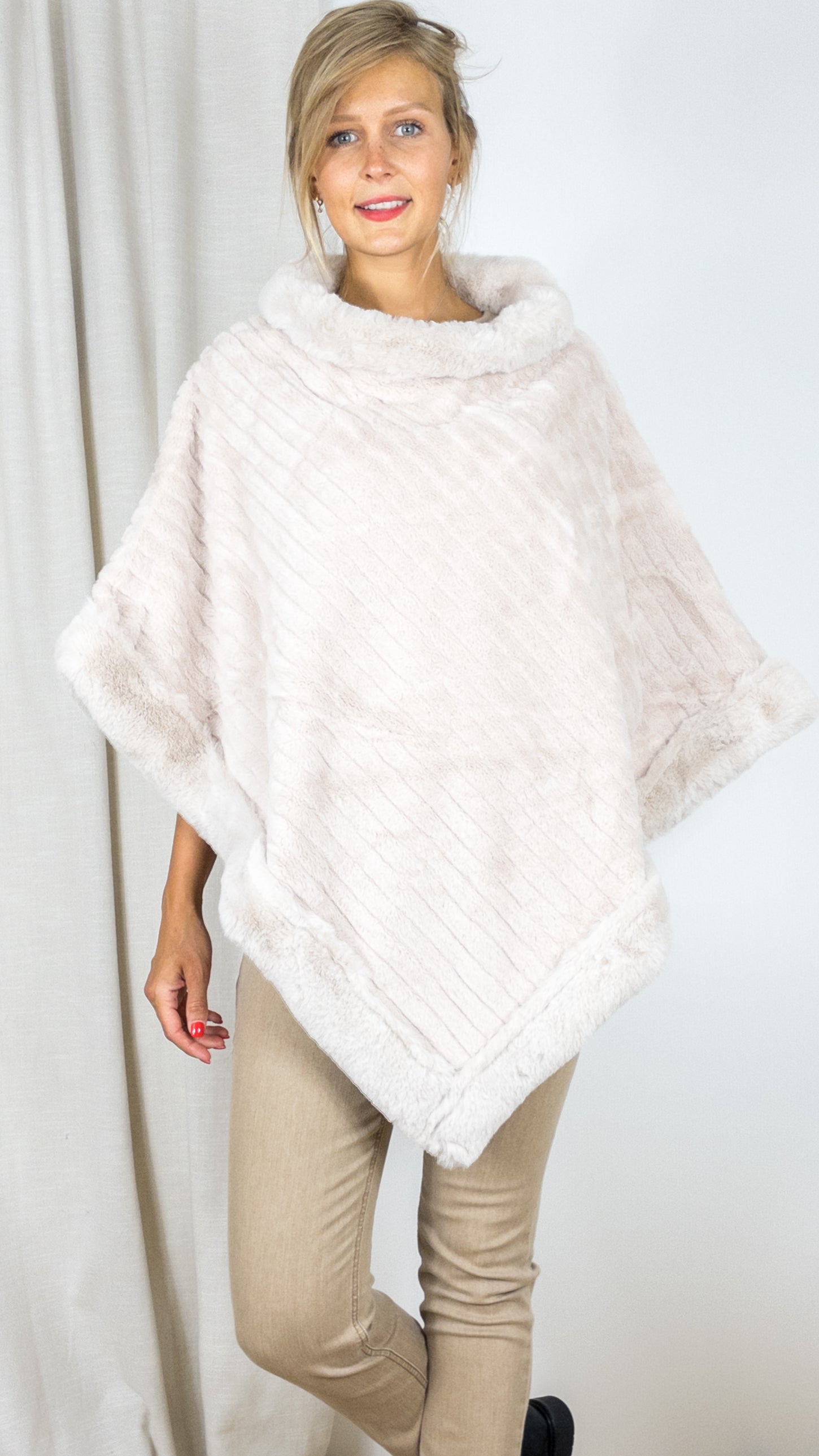 PONCHO FAUSSE FOURRURE VOUS F49072 BEIGE