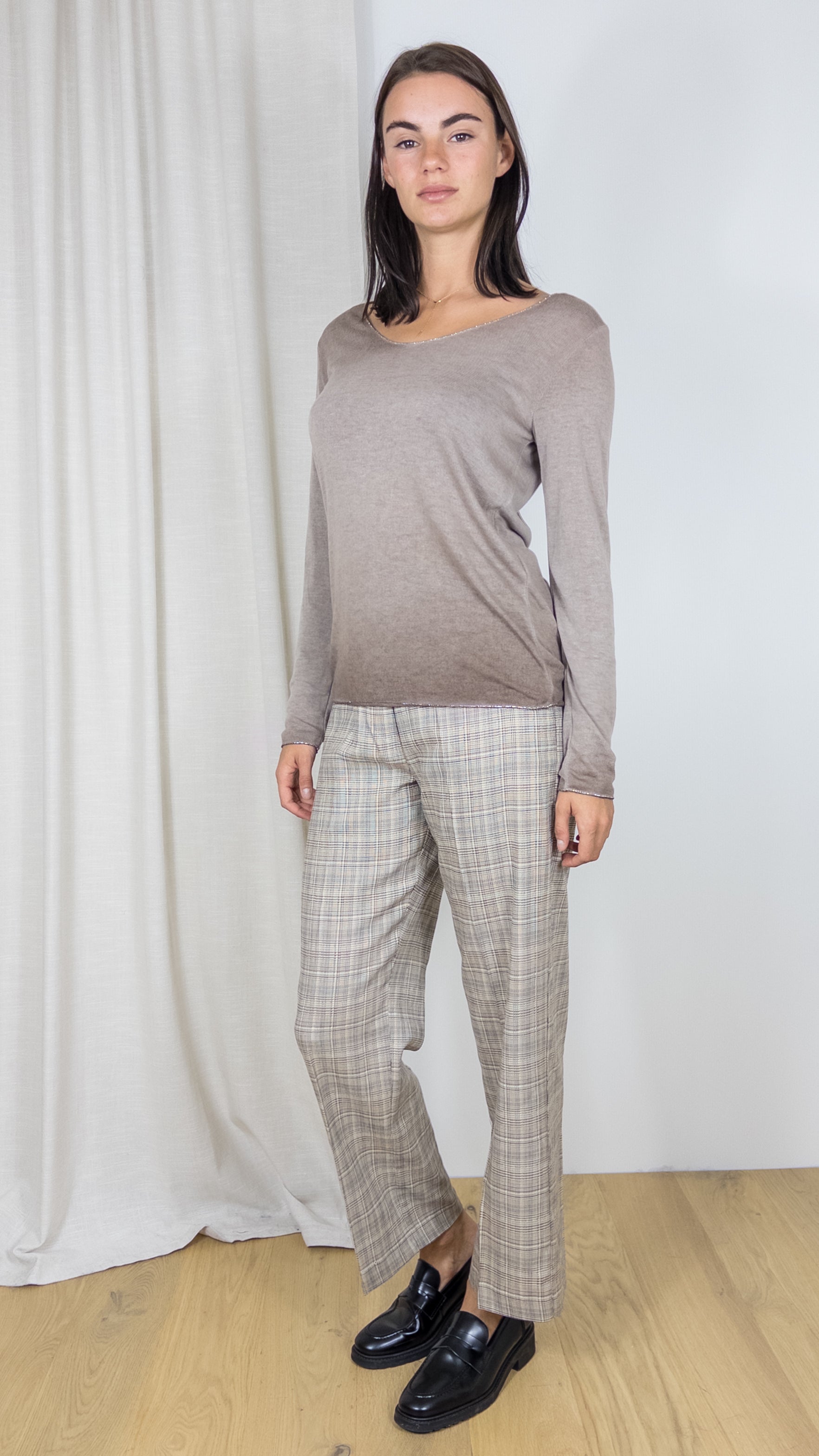 TEESHIRT COL V LAMÉ ANDROMEDE 8418 TAUPE