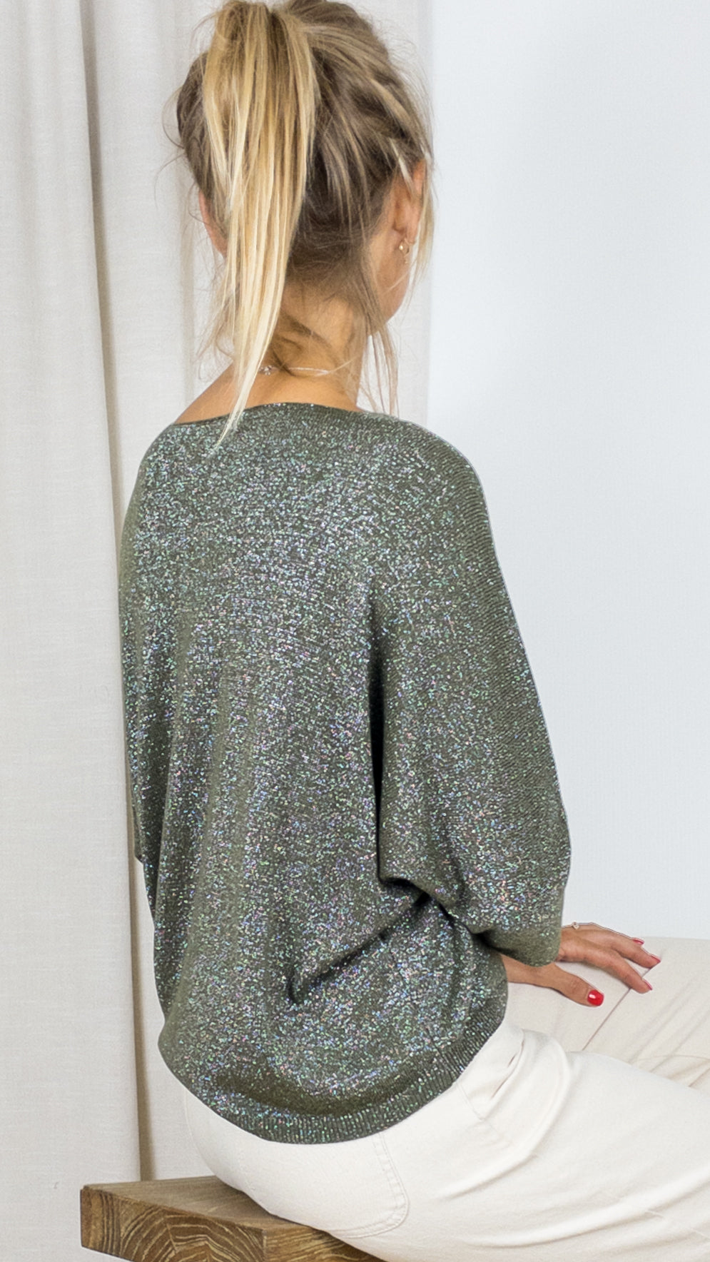 PULL V A PAILLETTE ANDROMEDE 29160 KAKI