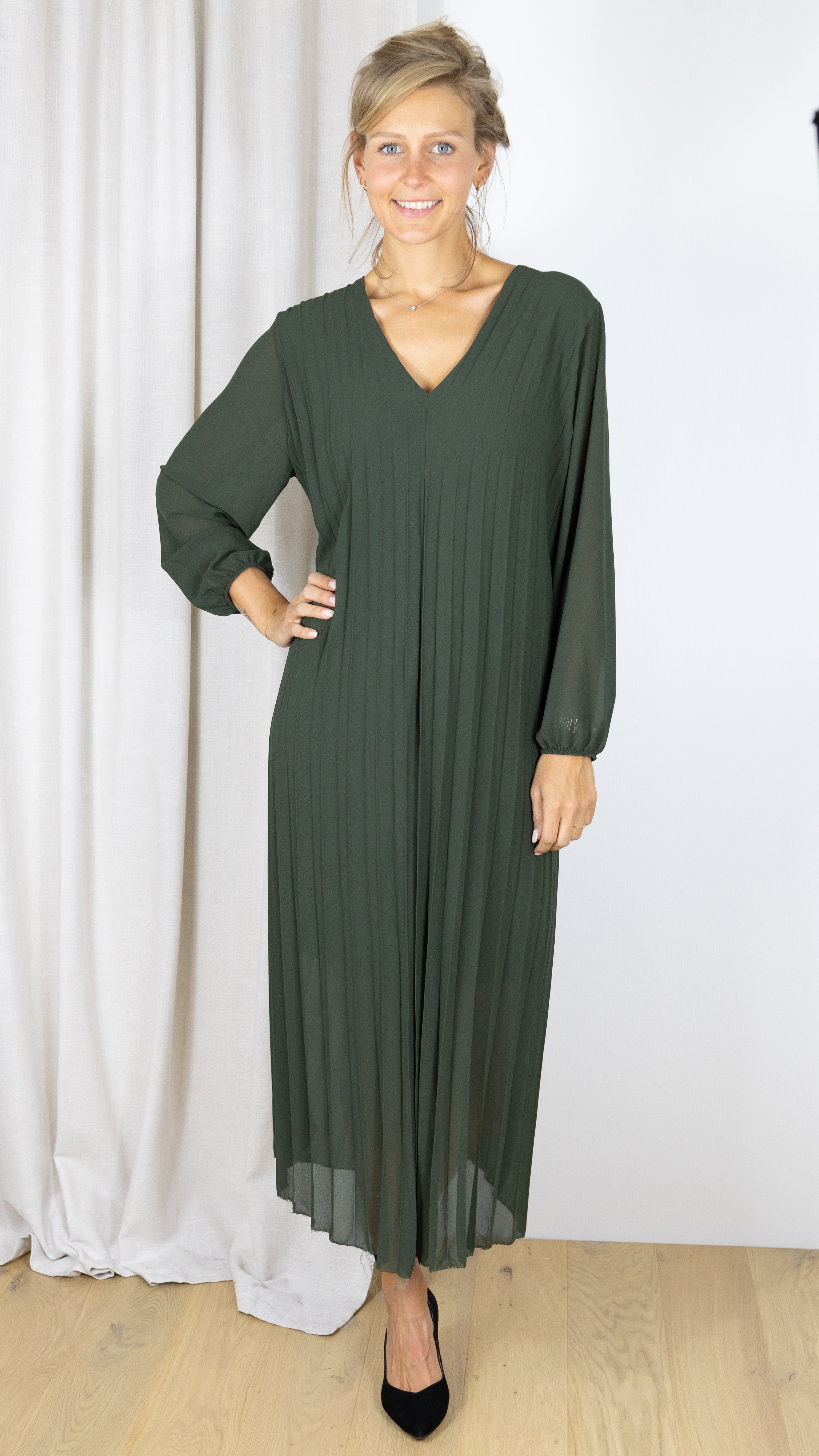 ROBE LONGUE PLISSEE KAKI 31664 VOUS